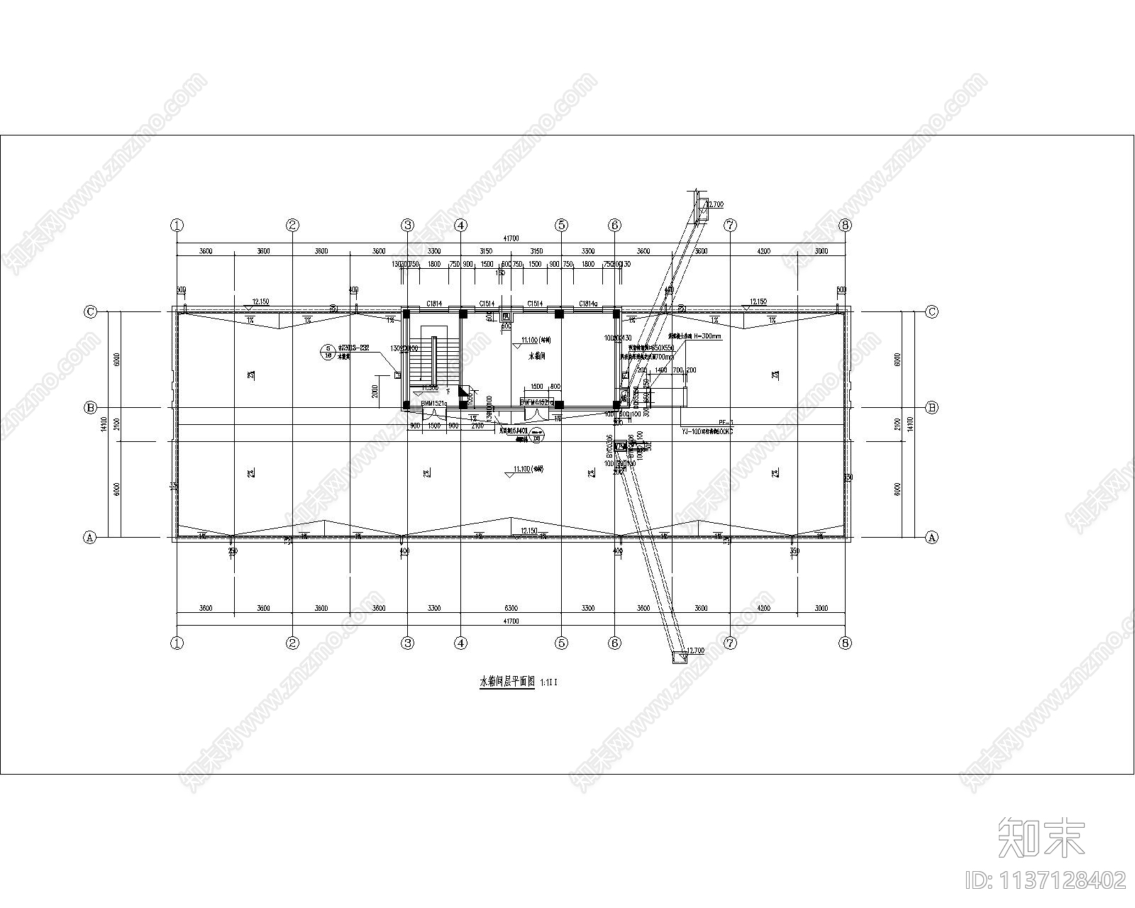 现代多层办公楼建筑cad施工图下载【ID:1137128402】