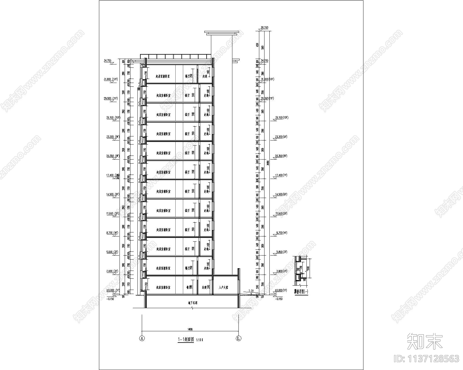 住宅建筑cad施工图下载【ID:1137128563】