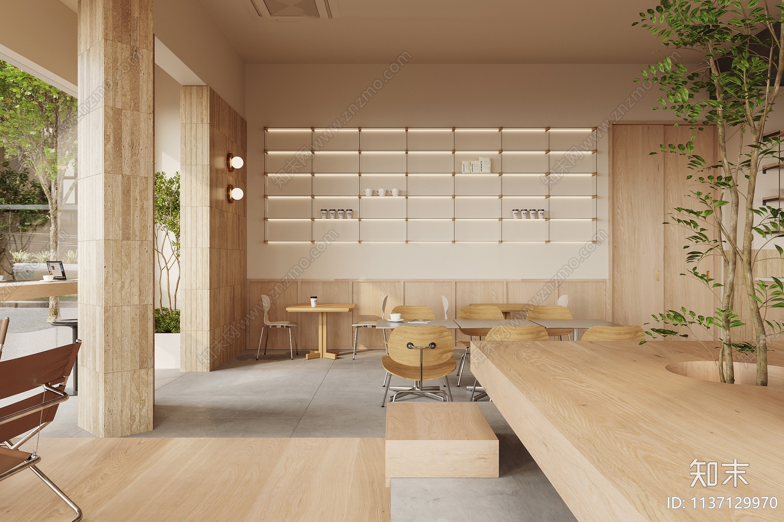 现代咖啡店效果图cad施工图下载【ID:1137129970】