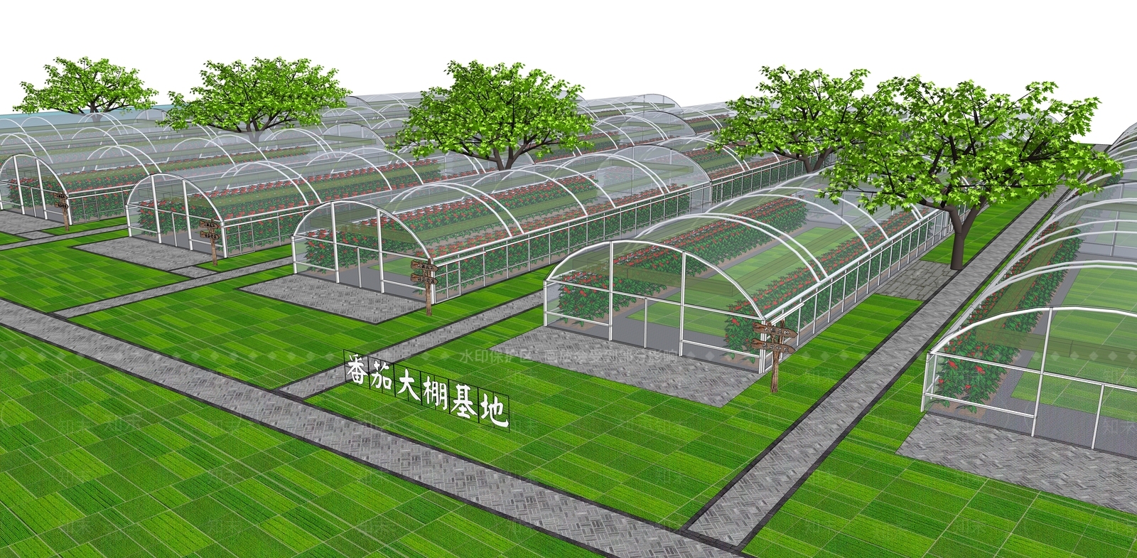 现代农业大棚SU模型下载【ID:1137129816】