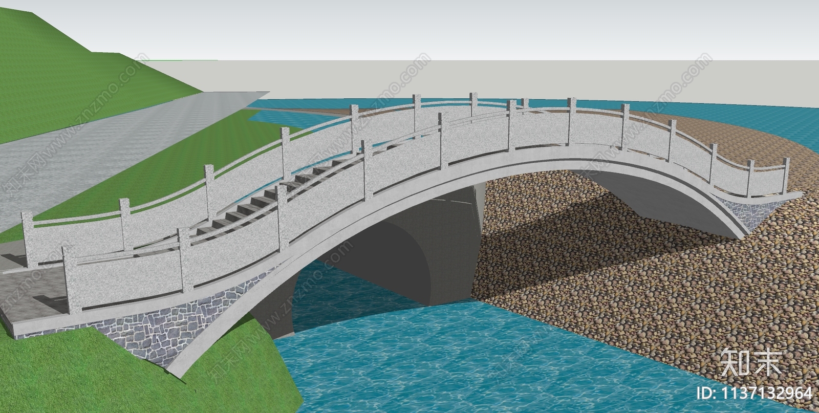 现代景观桥SU模型下载【ID:1137132964】