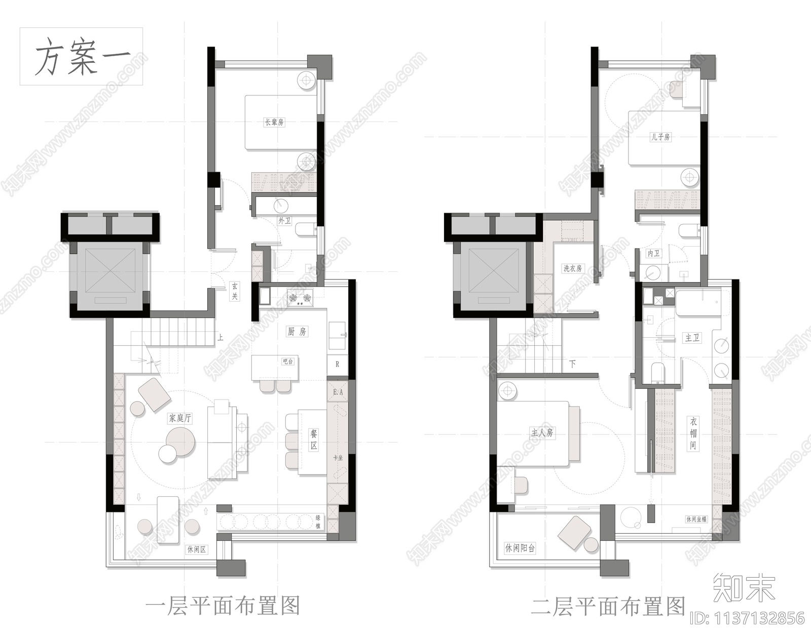150平小复式项目平面方案彩平图施工图下载【ID:1137132856】