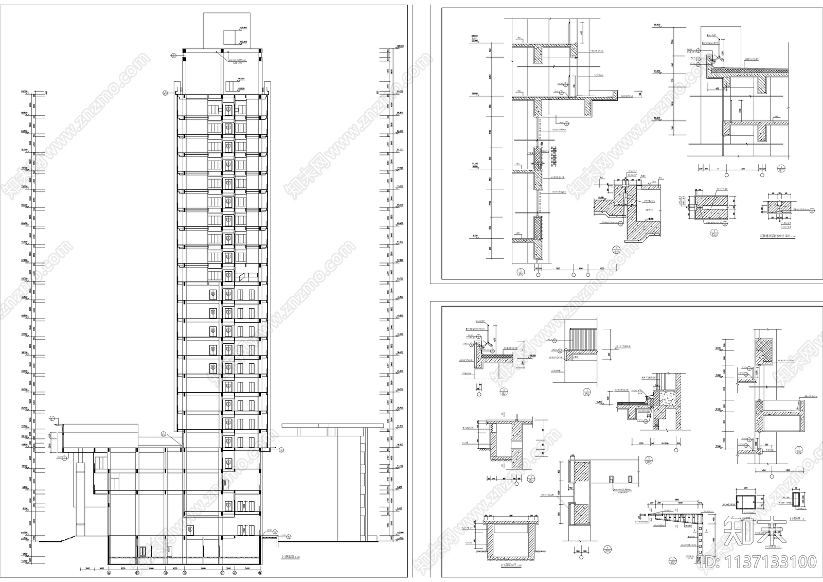 某高层大厦建筑cad施工图下载【ID:1137133100】