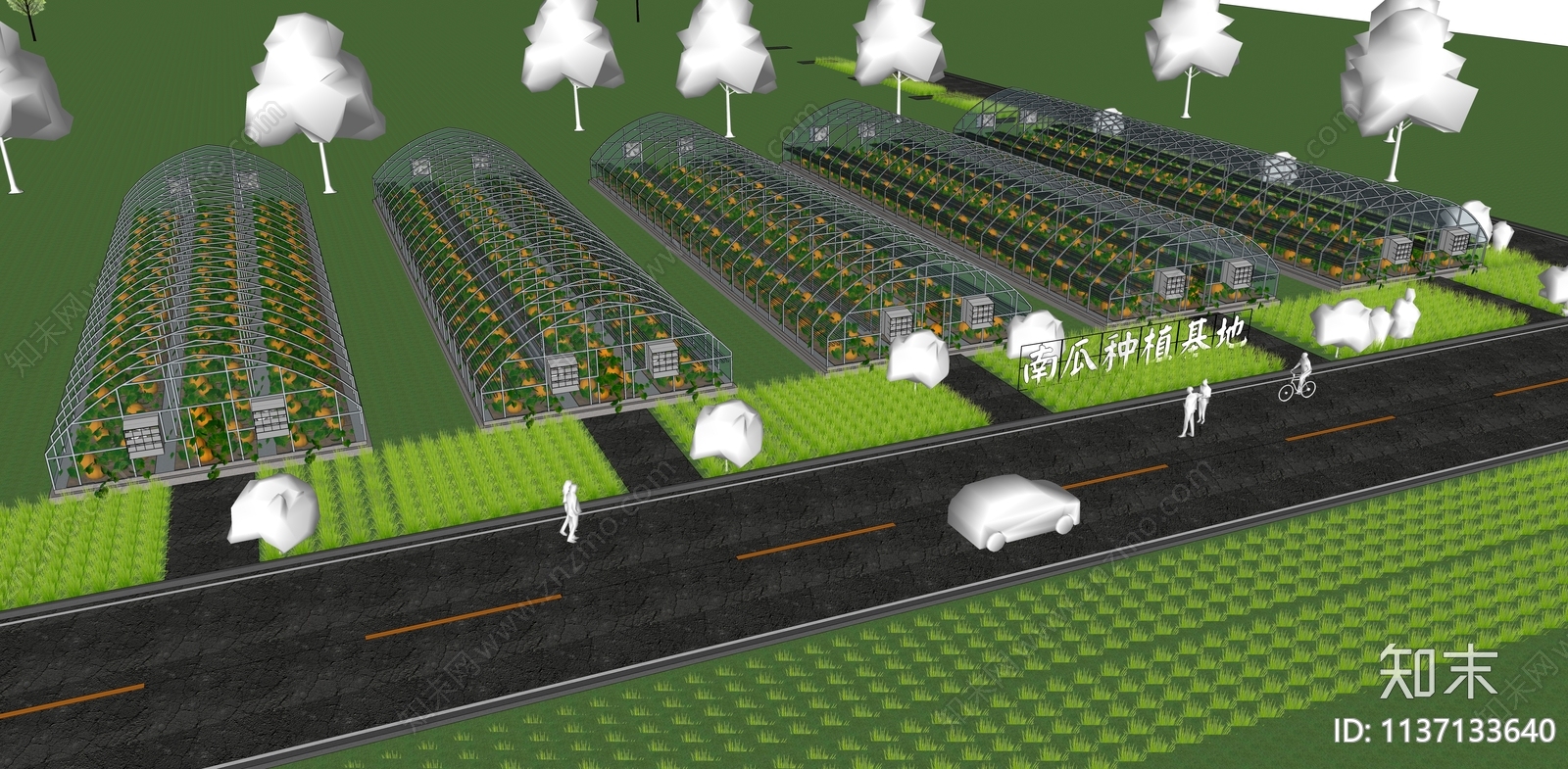 现代农业大棚SU模型下载【ID:1137133640】