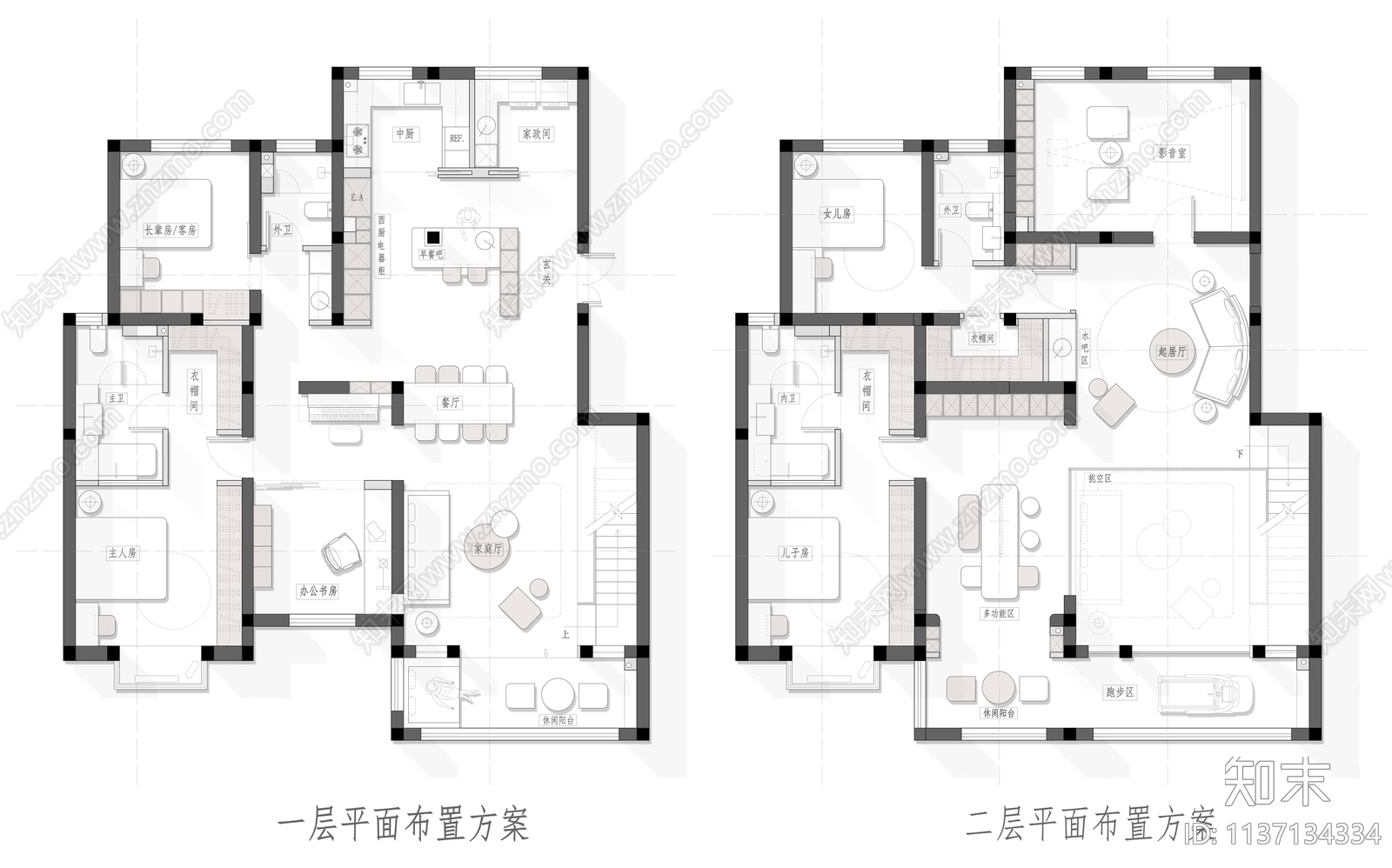 310平复式项目平面图彩平图施工图下载【ID:1137134334】