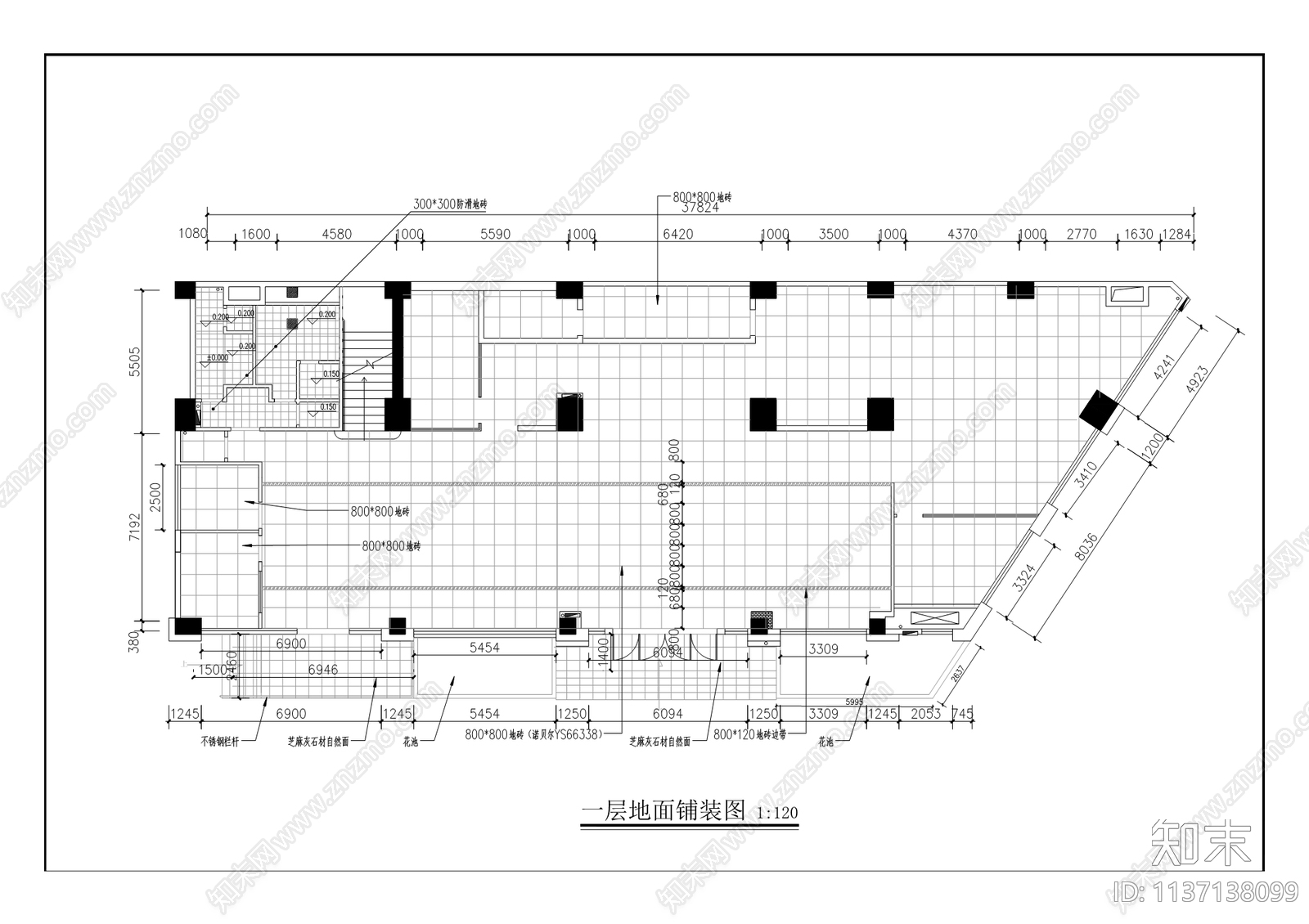 中国农业发展银行支行营业用房装修cad施工图下载【ID:1137138099】
