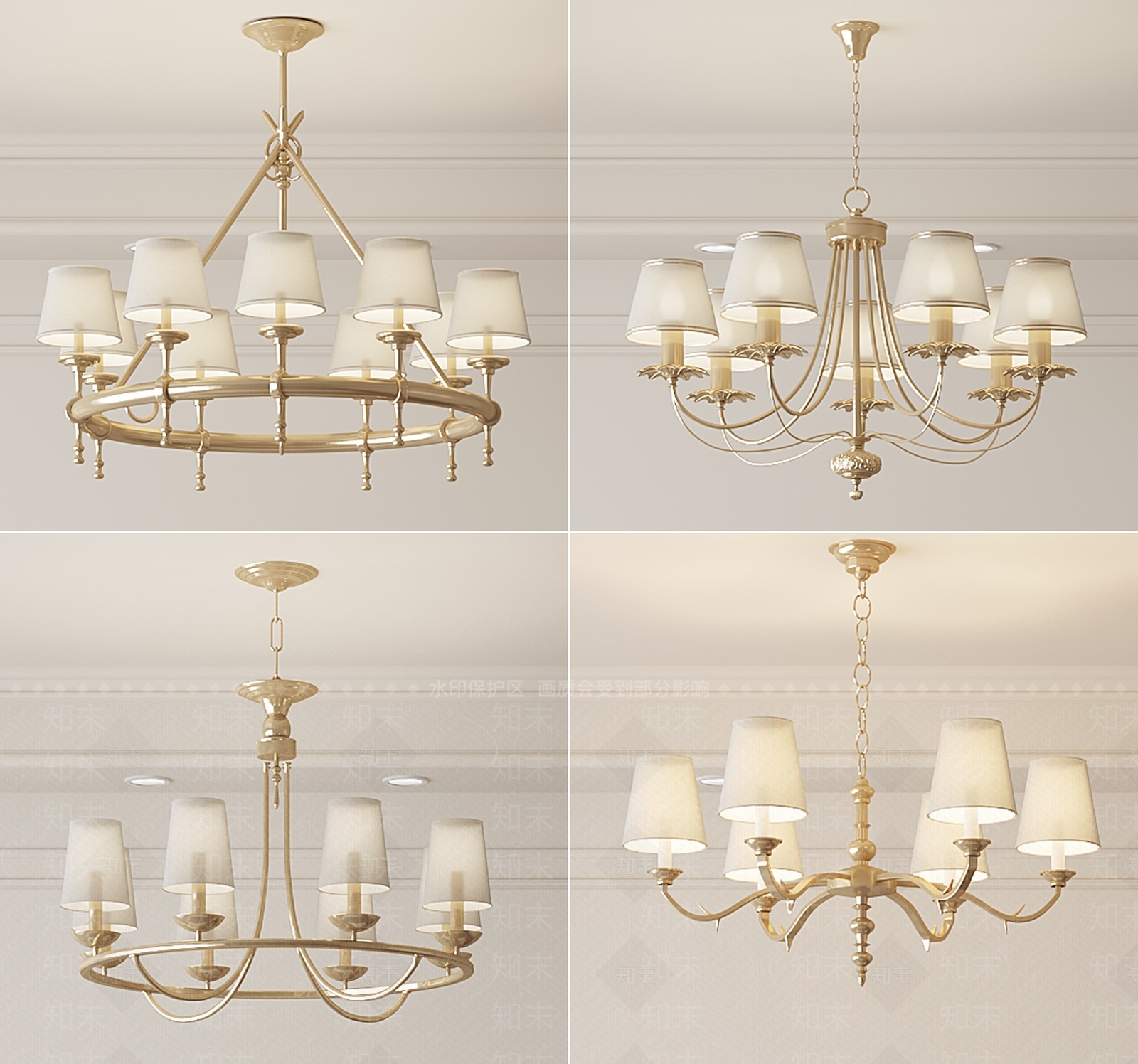 美式吊灯3D模型下载【ID:1137141270】