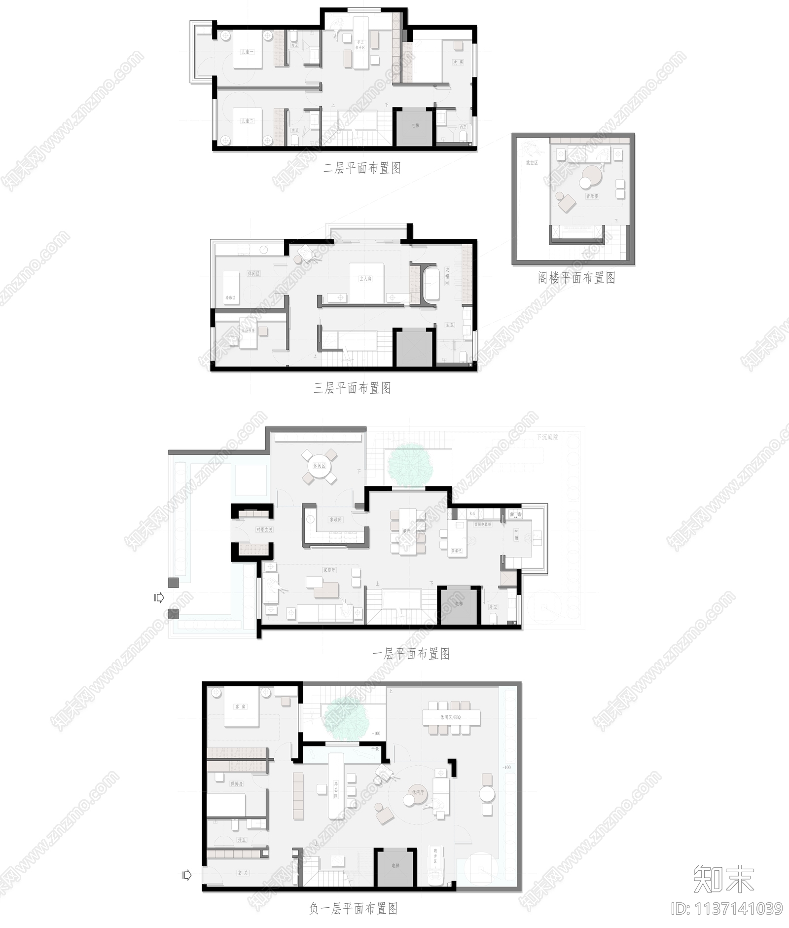 530平别墅项目平面方案彩平图cad施工图下载【ID:1137141039】