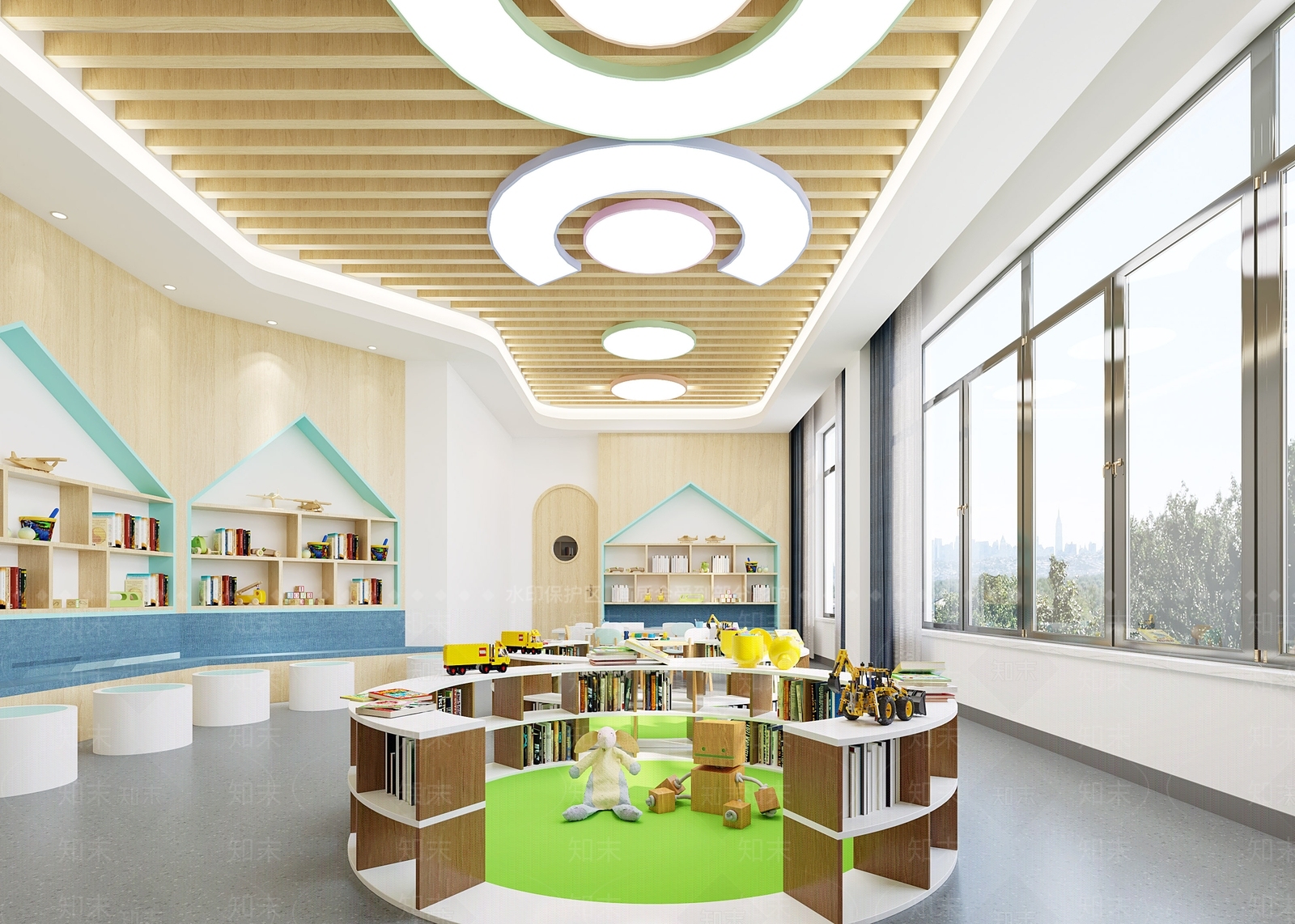 现代幼儿园阅览室3D模型下载【ID:1137142844】