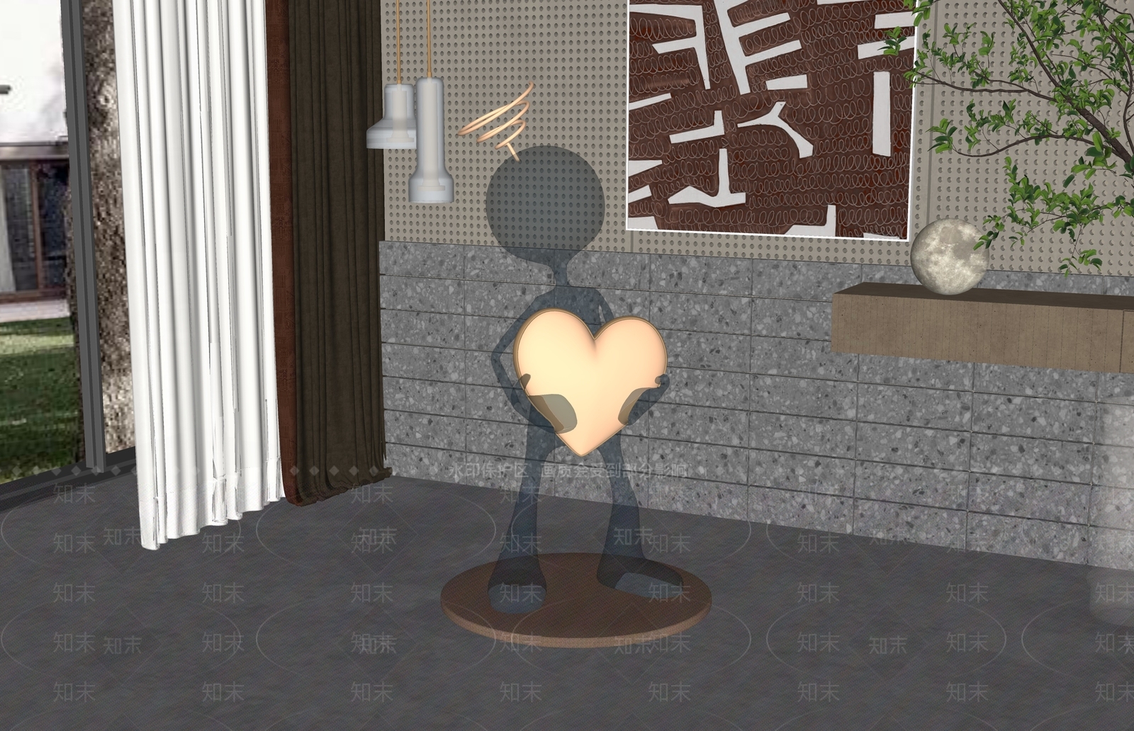 现代亚克力雕塑艺术灯SU模型下载【ID:1137143420】