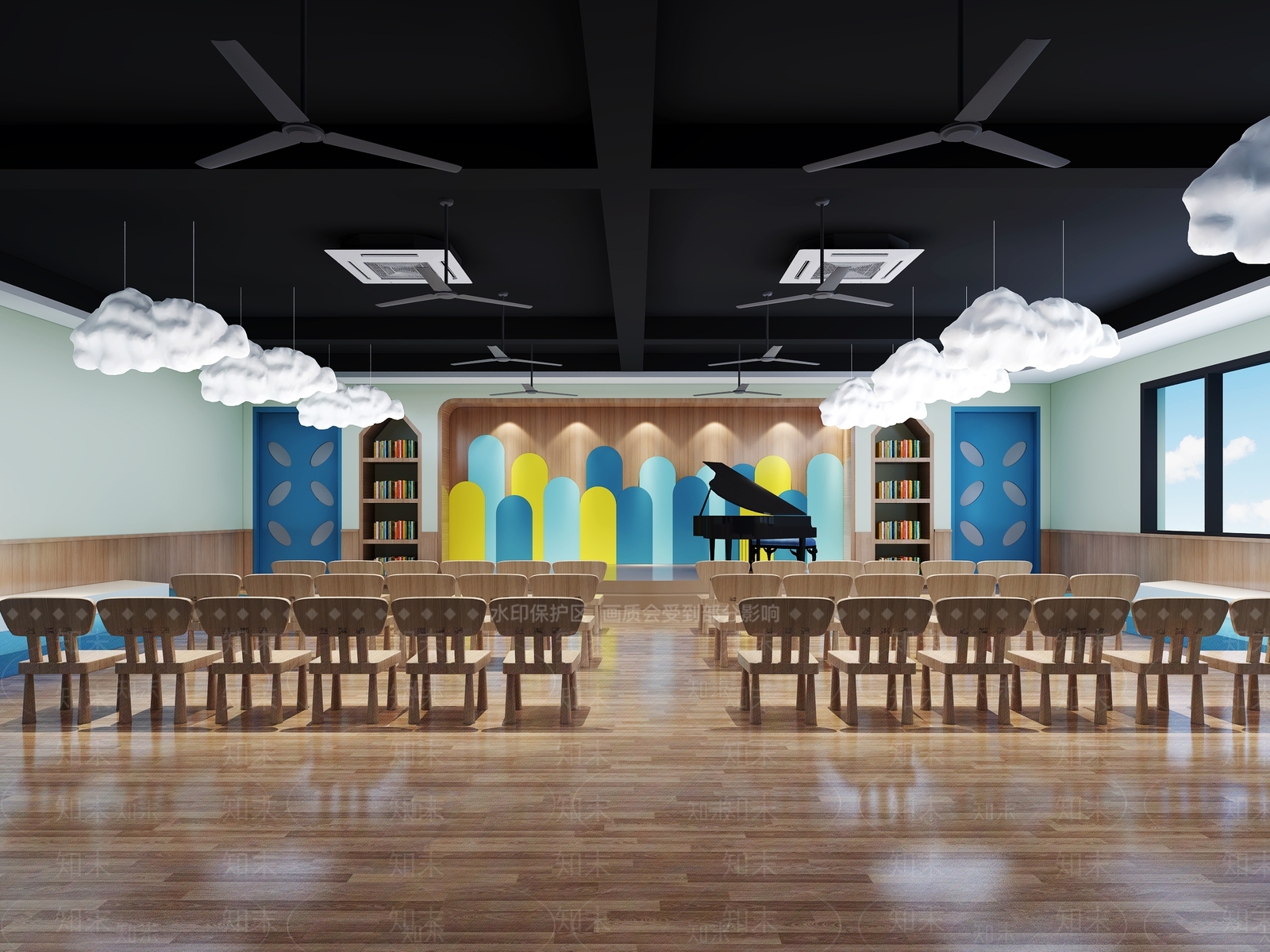 现代幼儿园教室3D模型下载【ID:1137143903】