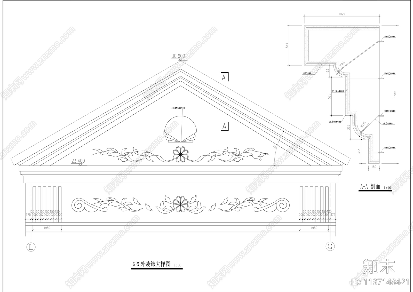 中式法院建筑cad施工图下载【ID:1137148421】