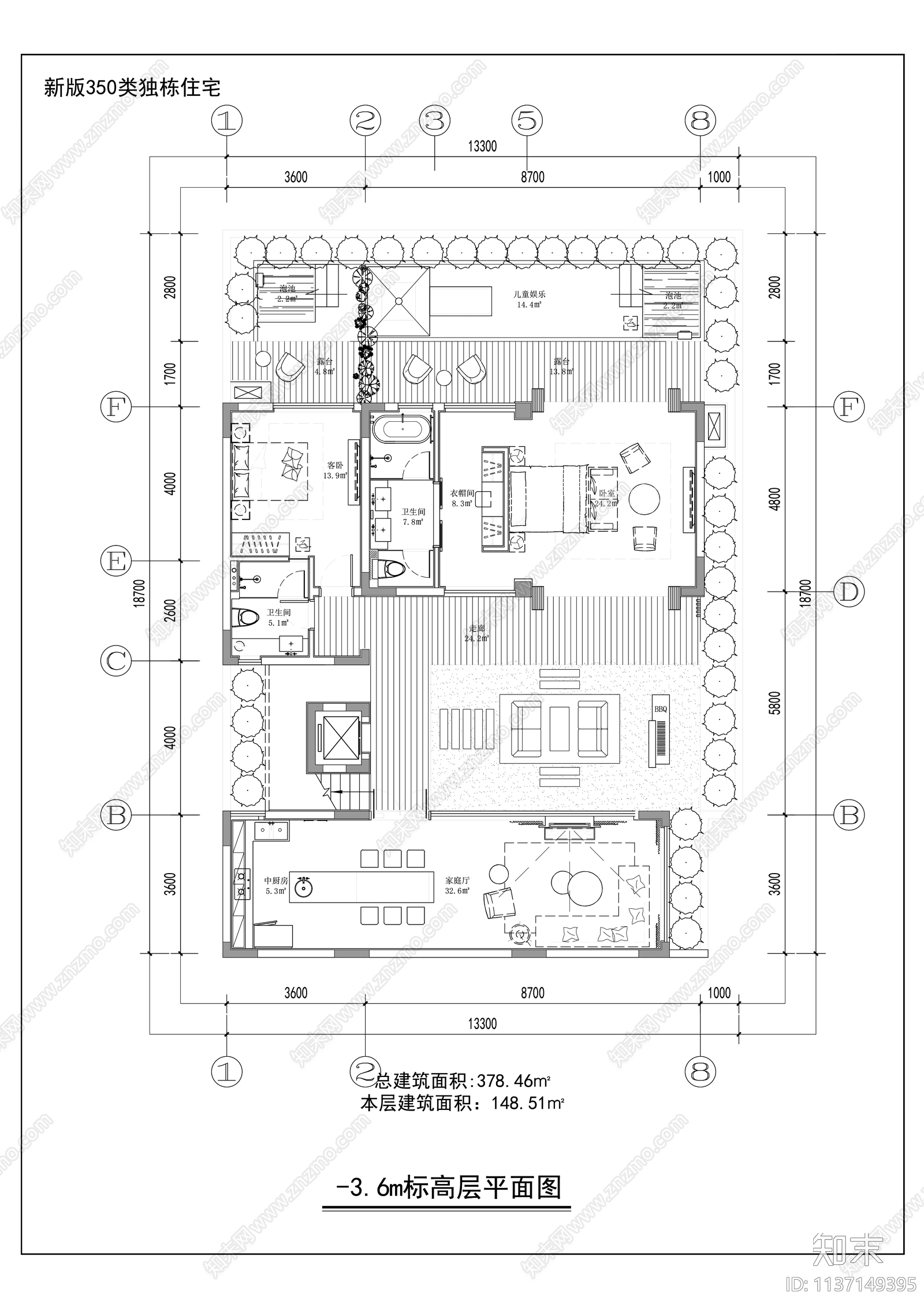 合院联排别墅效果图cad施工图下载【ID:1137149395】