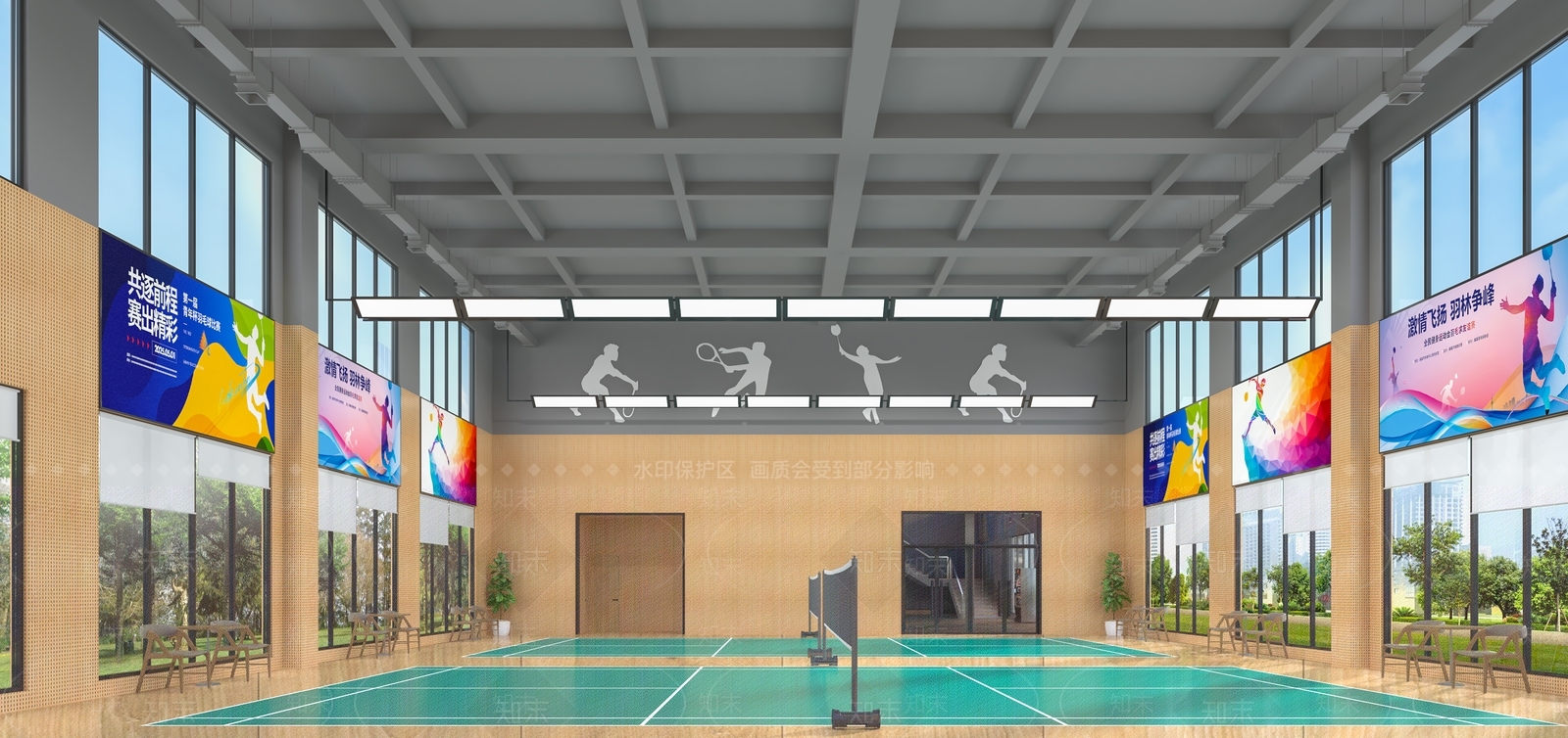 现代羽毛球馆3D模型下载【ID:1137157791】