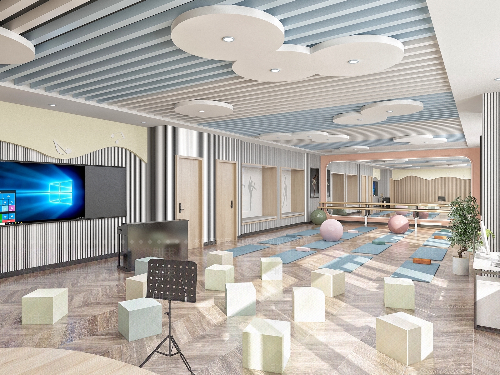 现代瑜伽室3D模型下载【ID:1137160411】