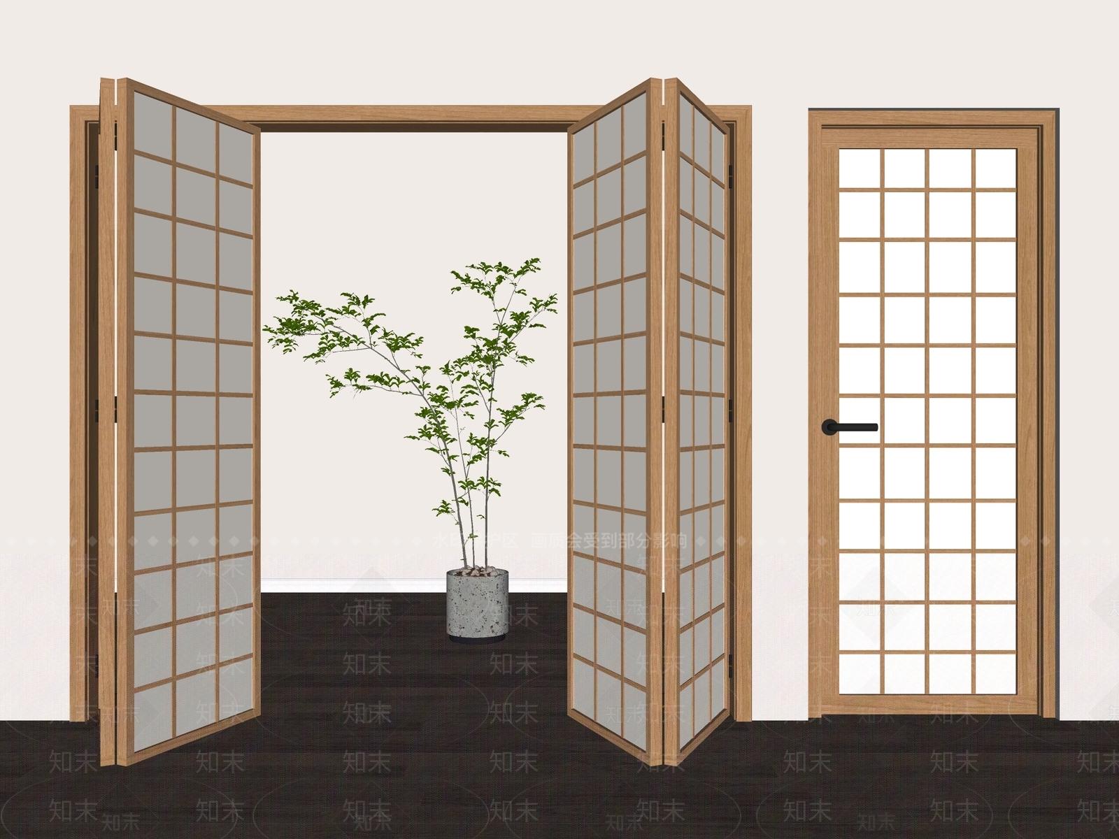 日式折叠门SU模型下载【ID:1137163693】