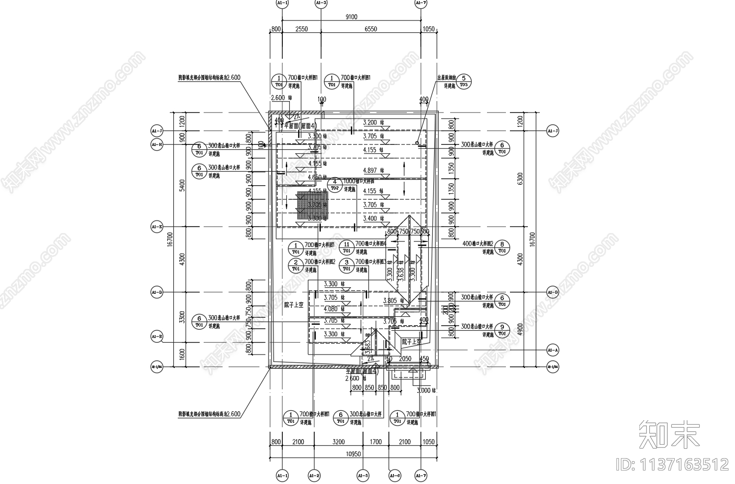 中式别墅建筑cad施工图下载【ID:1137163512】