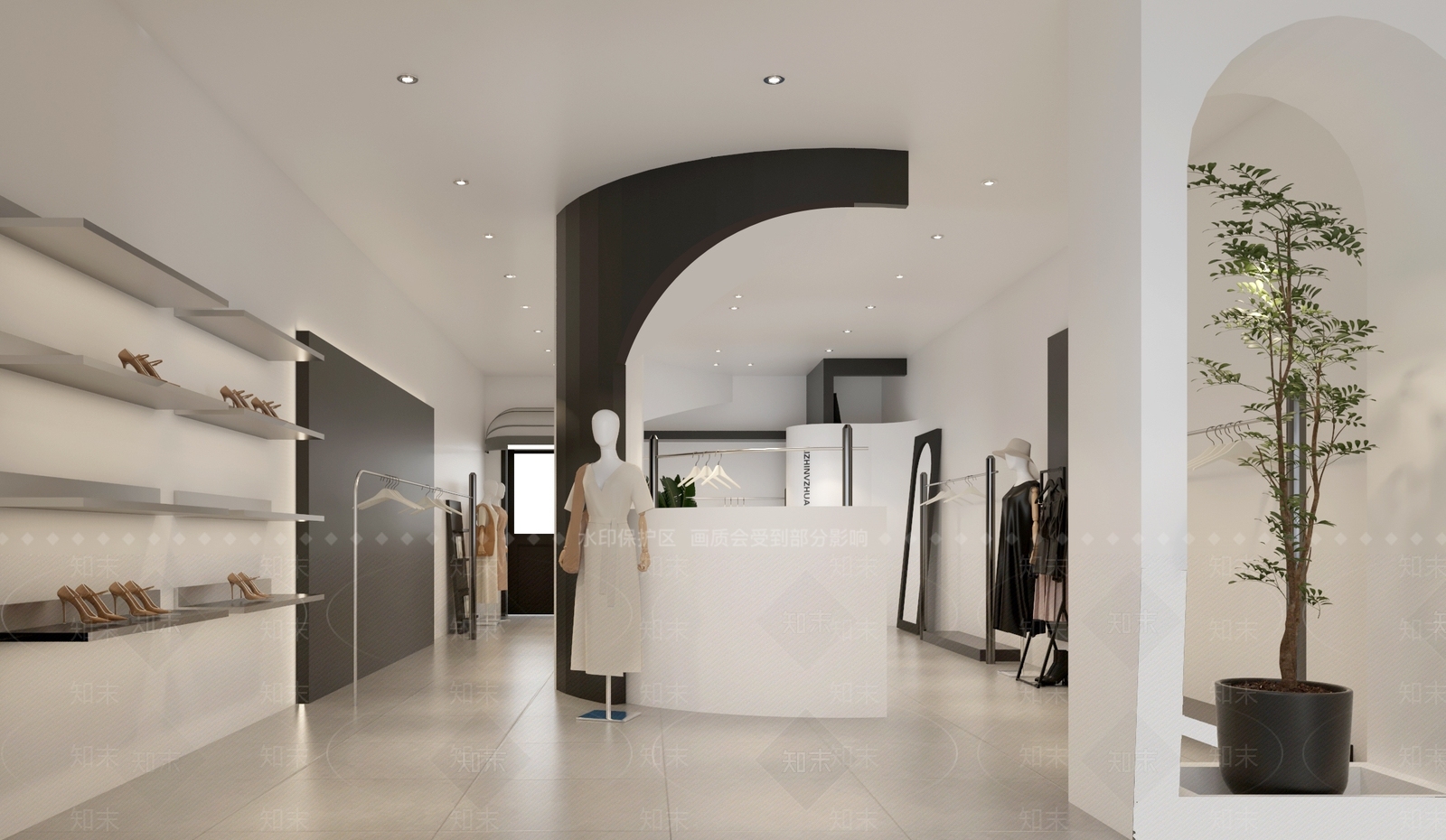 现代极简服装店3D模型下载【ID:1137165045】
