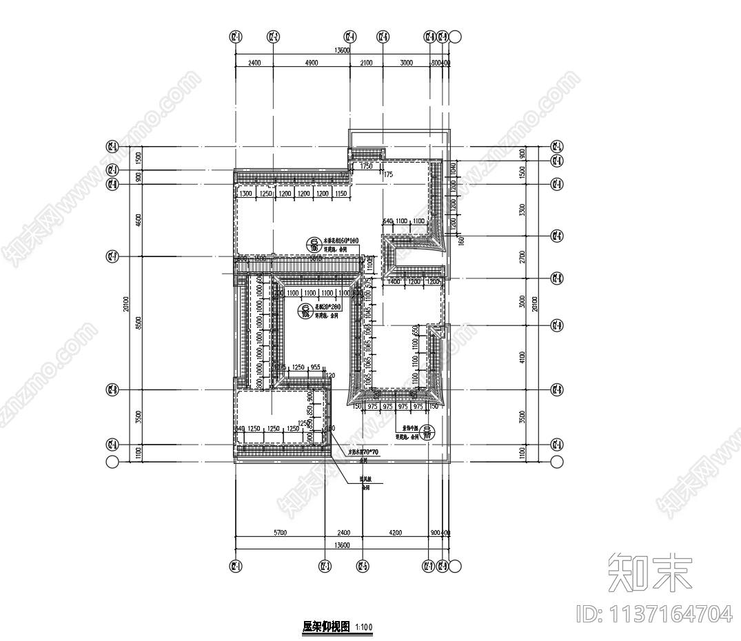 中式别墅建筑cad施工图下载【ID:1137164704】