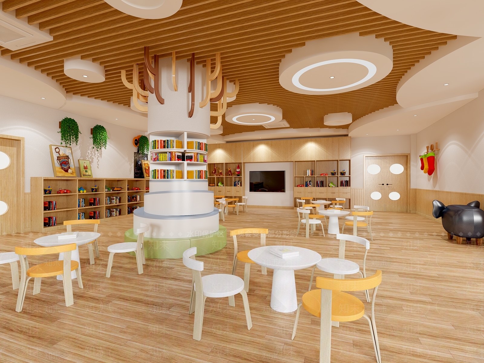现代幼儿园阅览室3D模型下载【ID:1137165140】