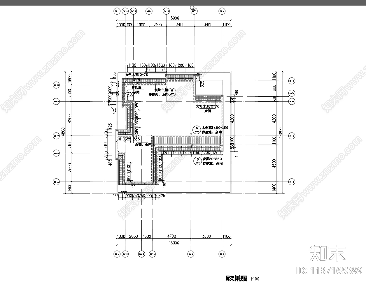 中式别墅建筑cad施工图下载【ID:1137165399】