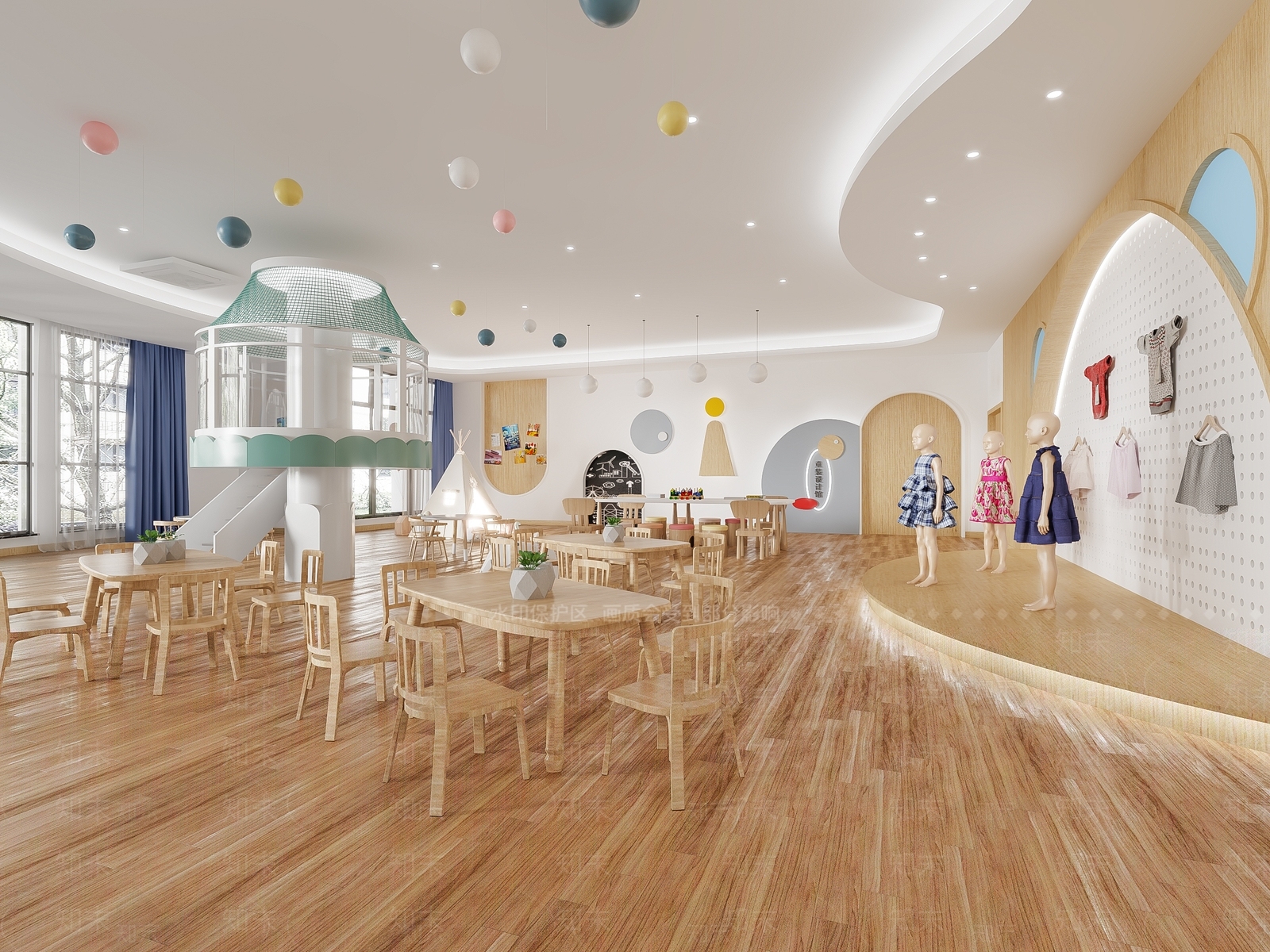 现代幼儿园服装设计室3D模型下载【ID:1137168593】