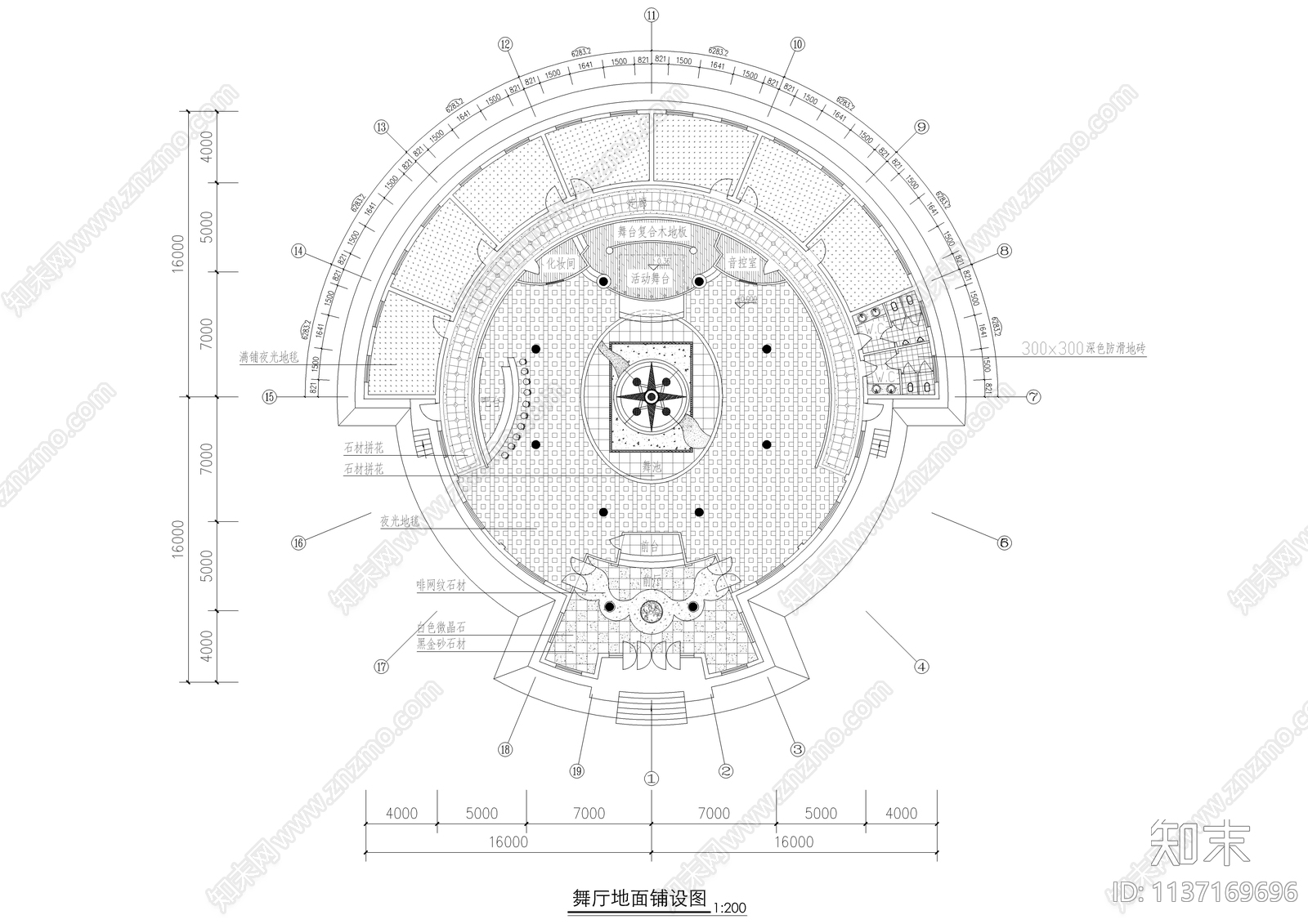 圆形歌舞厅装修cad施工图下载【ID:1137169696】