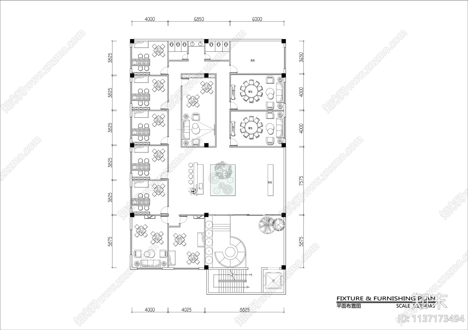 450㎡茶楼棋牌室会所平面图cad施工图下载【ID:1137173494】