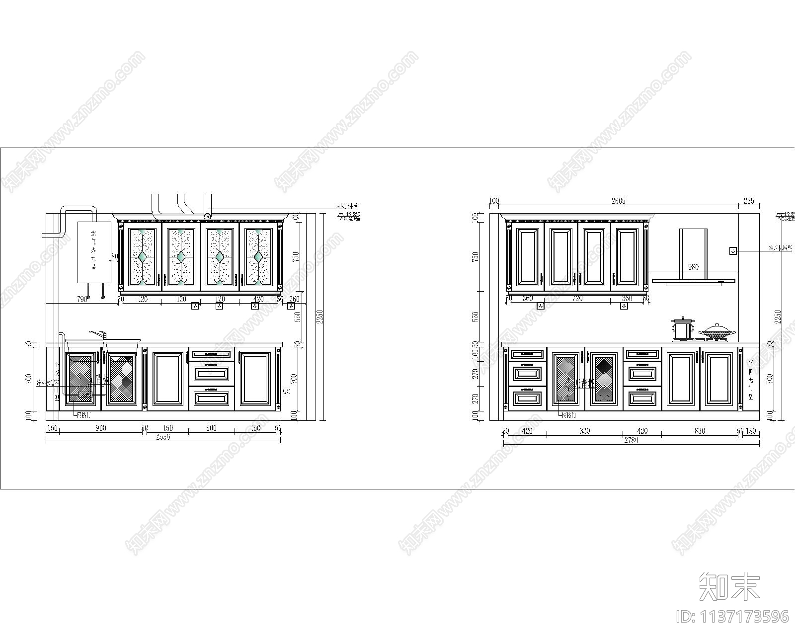 中式橱柜cad施工图下载【ID:1137173596】