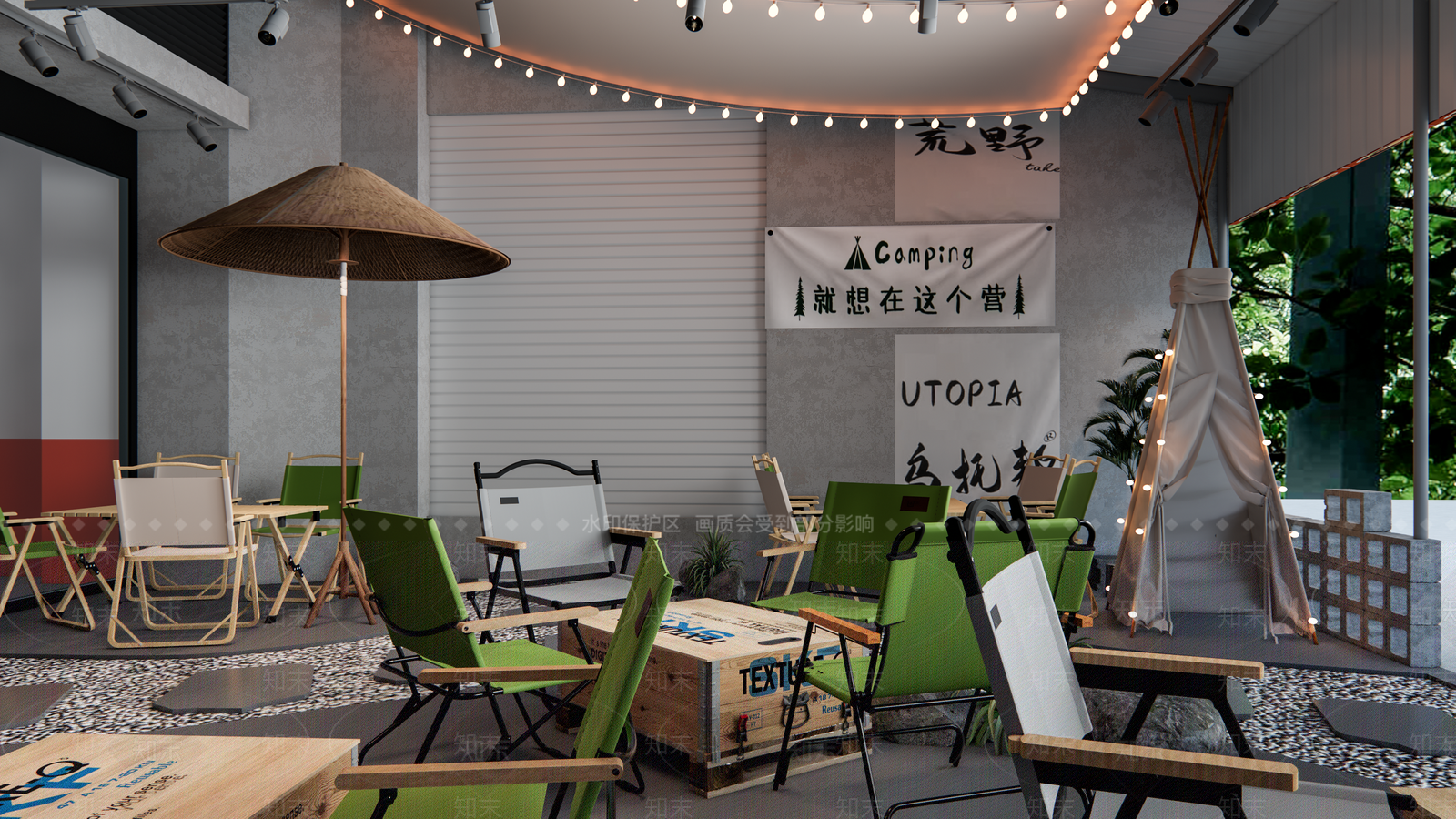 现代露营主题烧烤店SU模型下载【ID:1137173643】