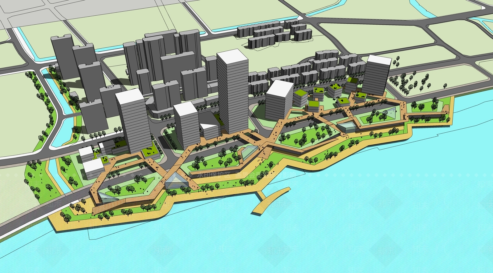 现代滨水景观设计SU模型下载【ID:1137176610】