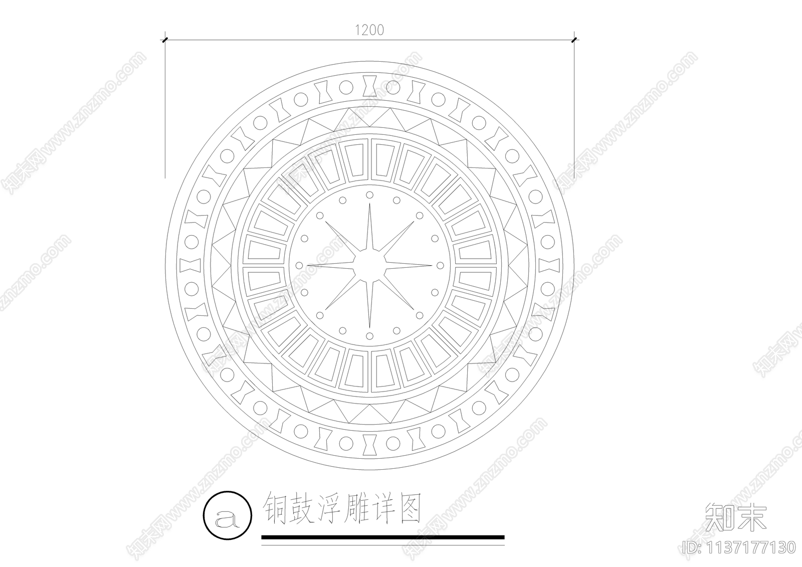 铜鼓广场铺地施工图下载【ID:1137177130】