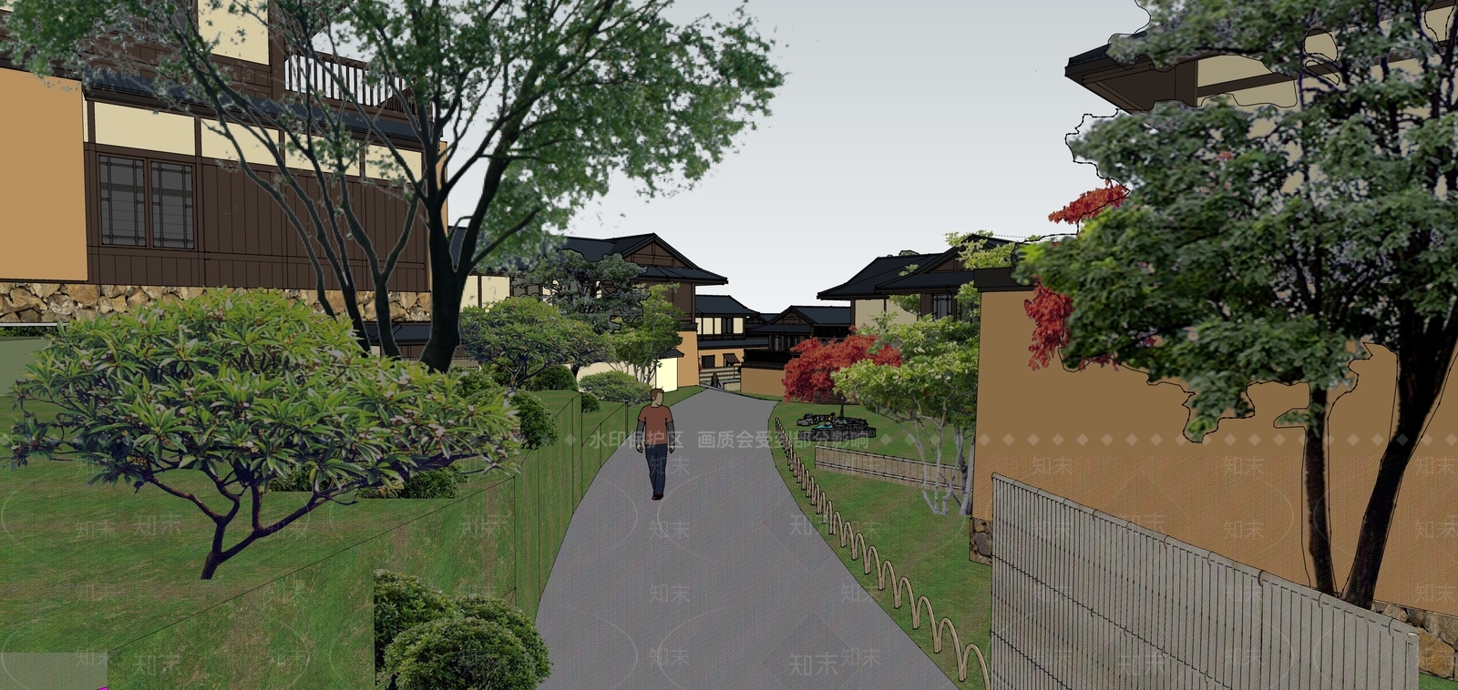 现代拈花湾文旅小镇SU模型下载【ID:1137177573】