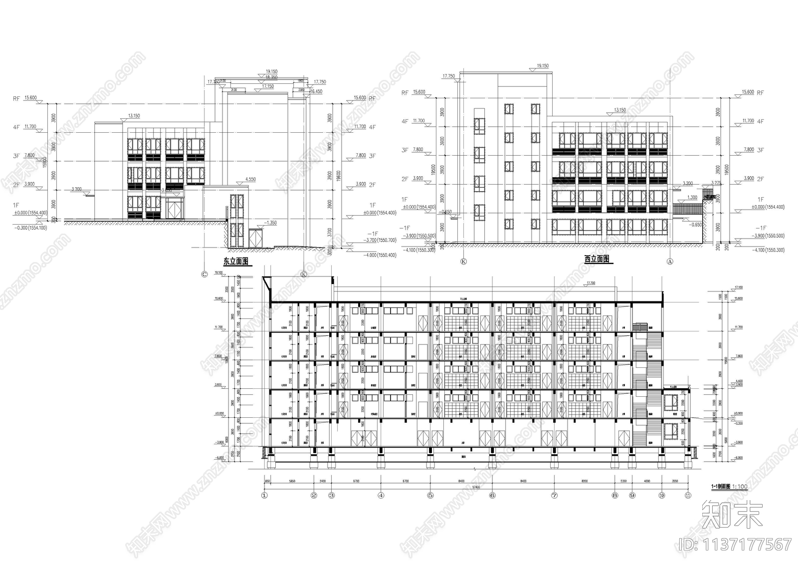 小学学校建筑cad施工图下载【ID:1137177567】