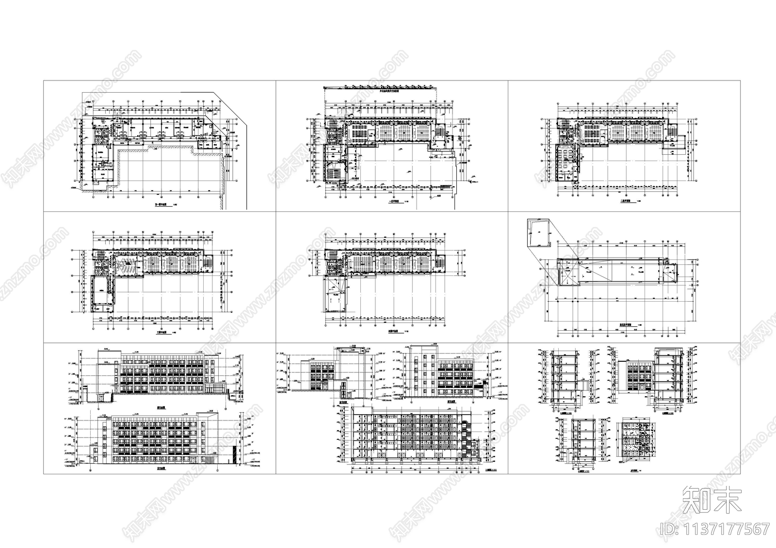 小学学校建筑cad施工图下载【ID:1137177567】