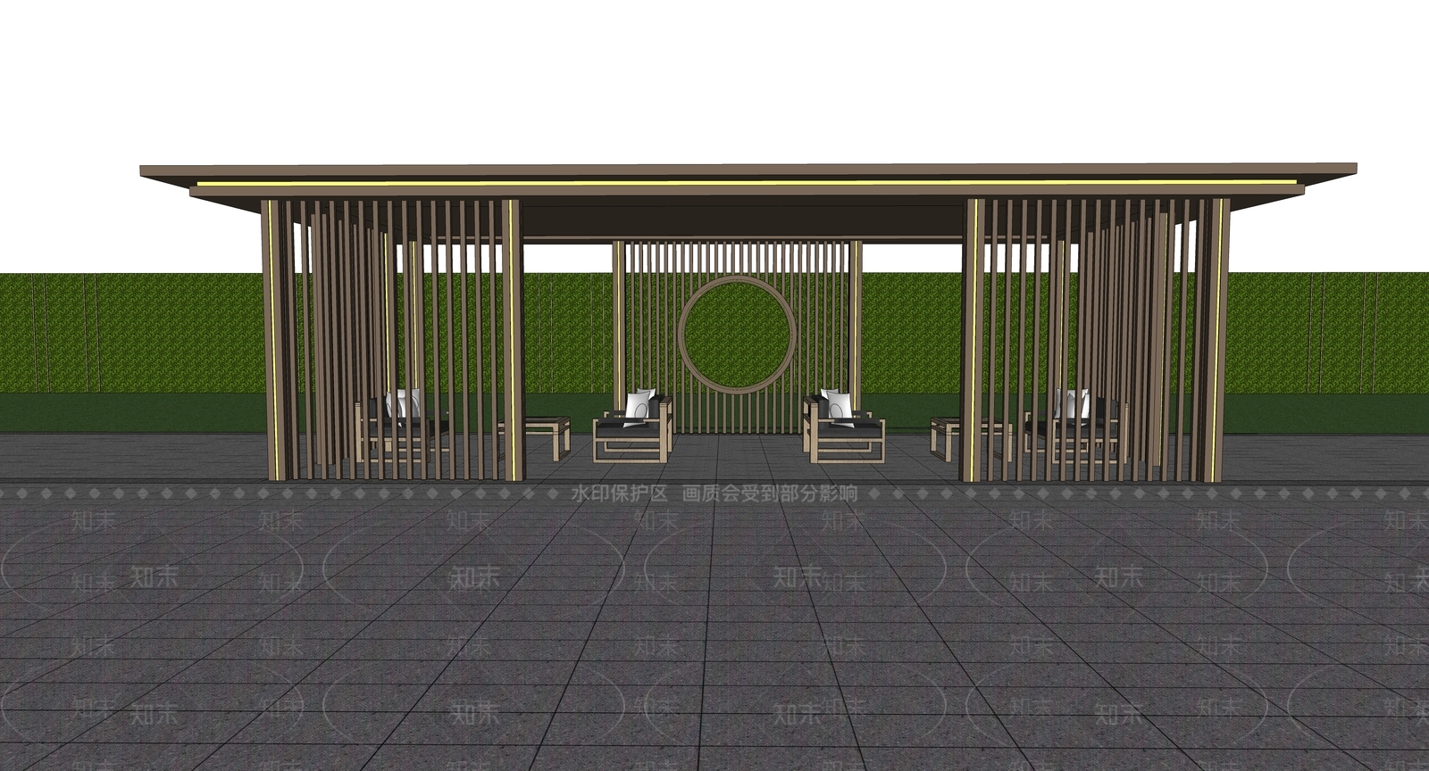 现代廊架SU模型下载【ID:1137177604】