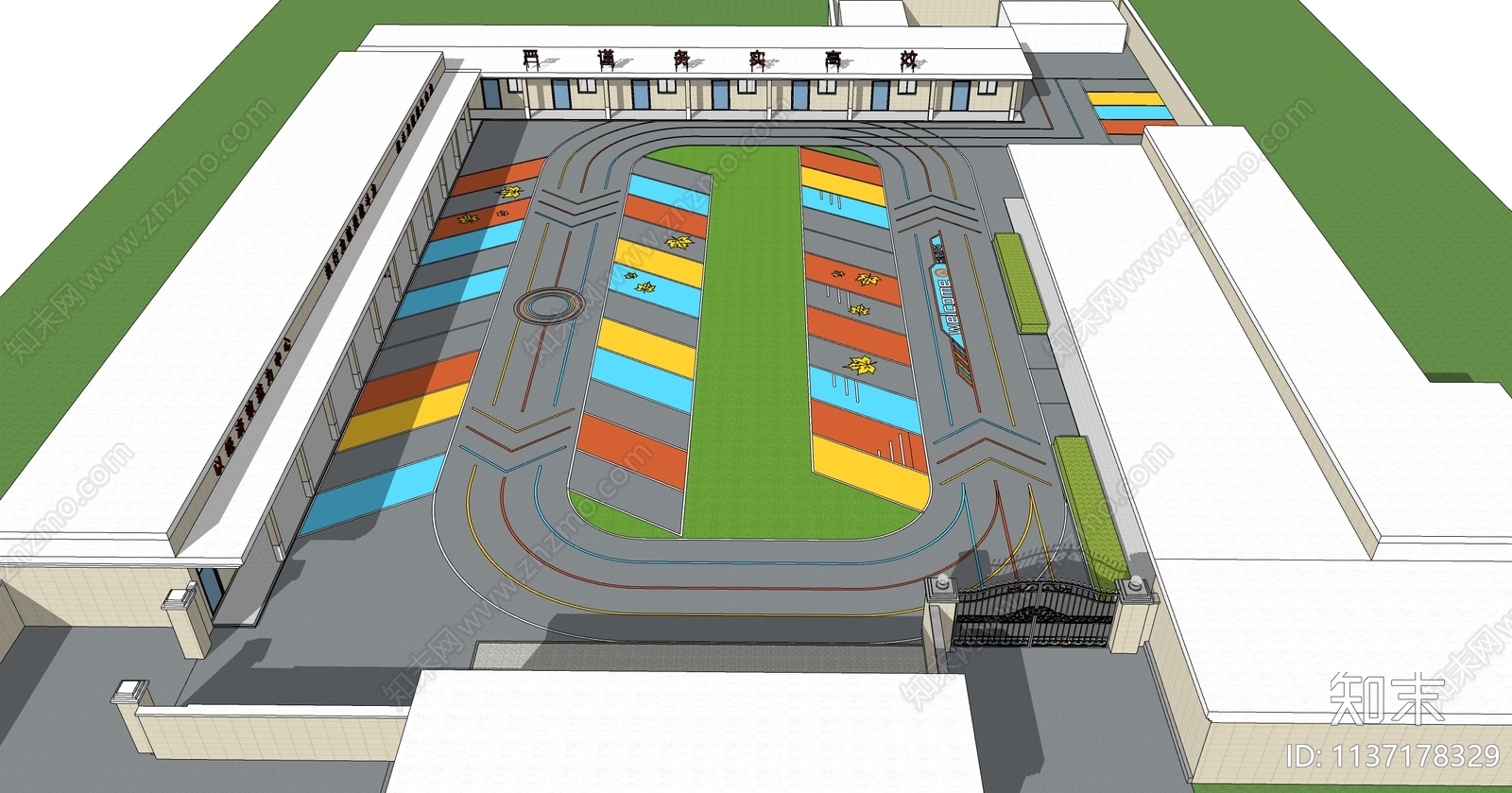 现代彩色停车场SU模型下载【ID:1137178329】