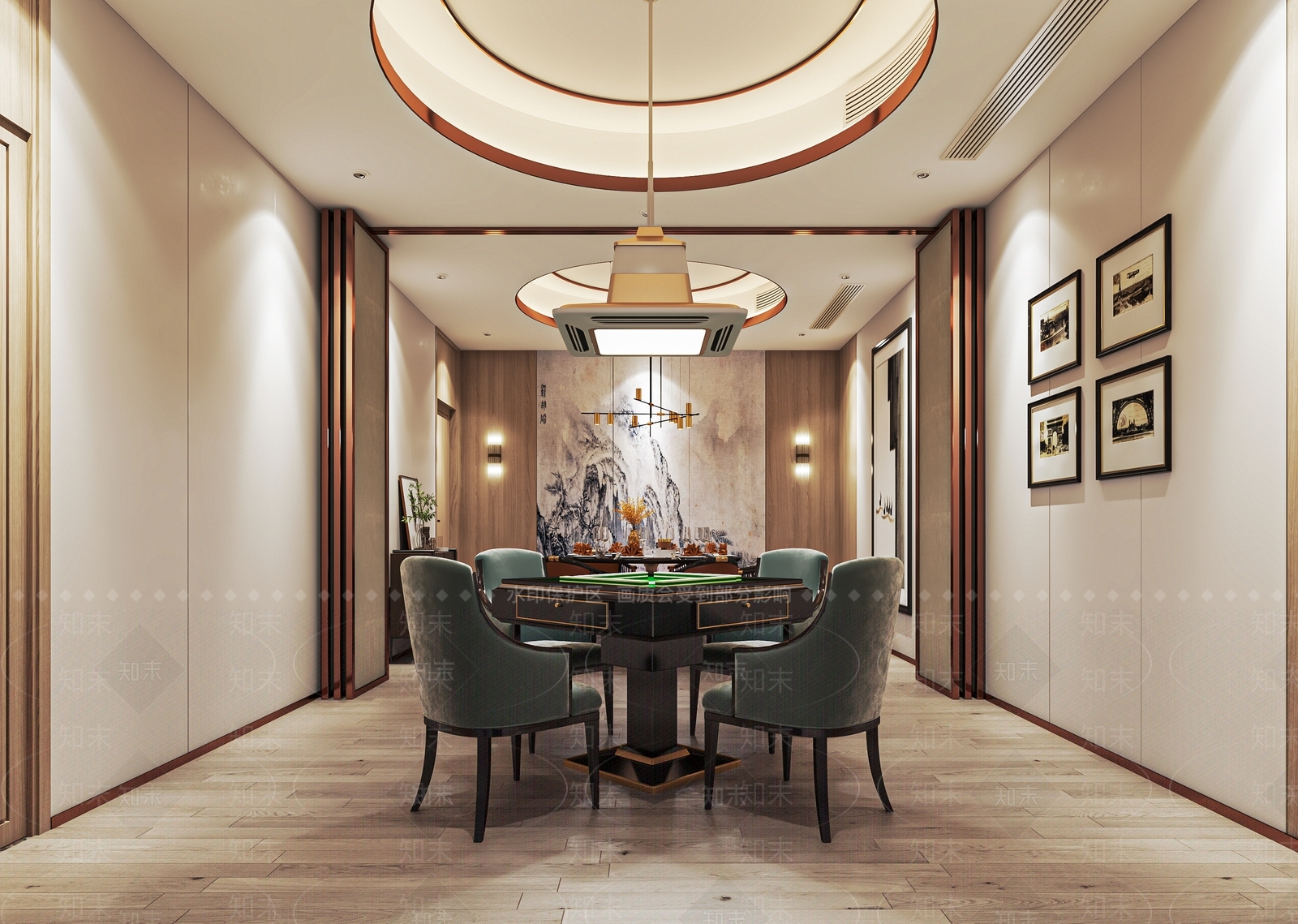 新中式棋牌室SU模型下载【ID:1137180750】