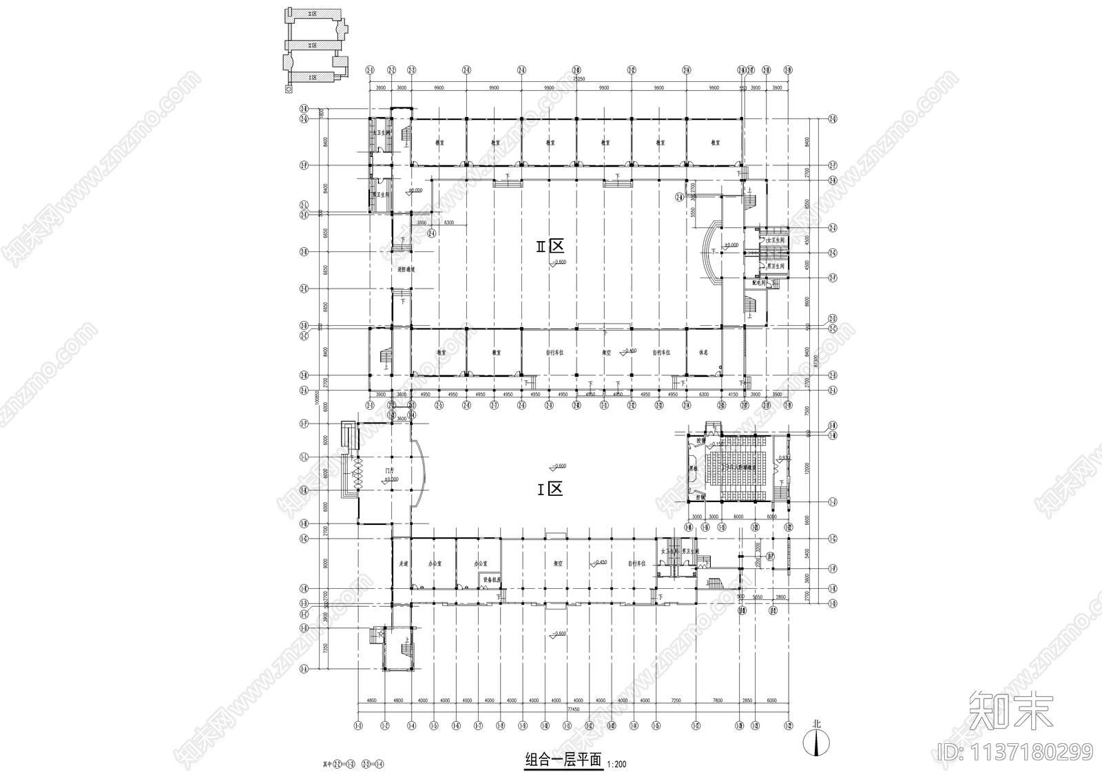 教学楼公共教室建筑cad施工图下载【ID:1137180299】