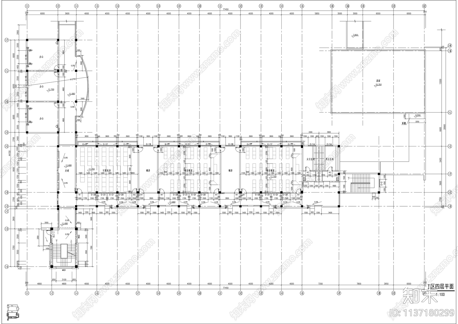 教学楼公共教室建筑cad施工图下载【ID:1137180299】