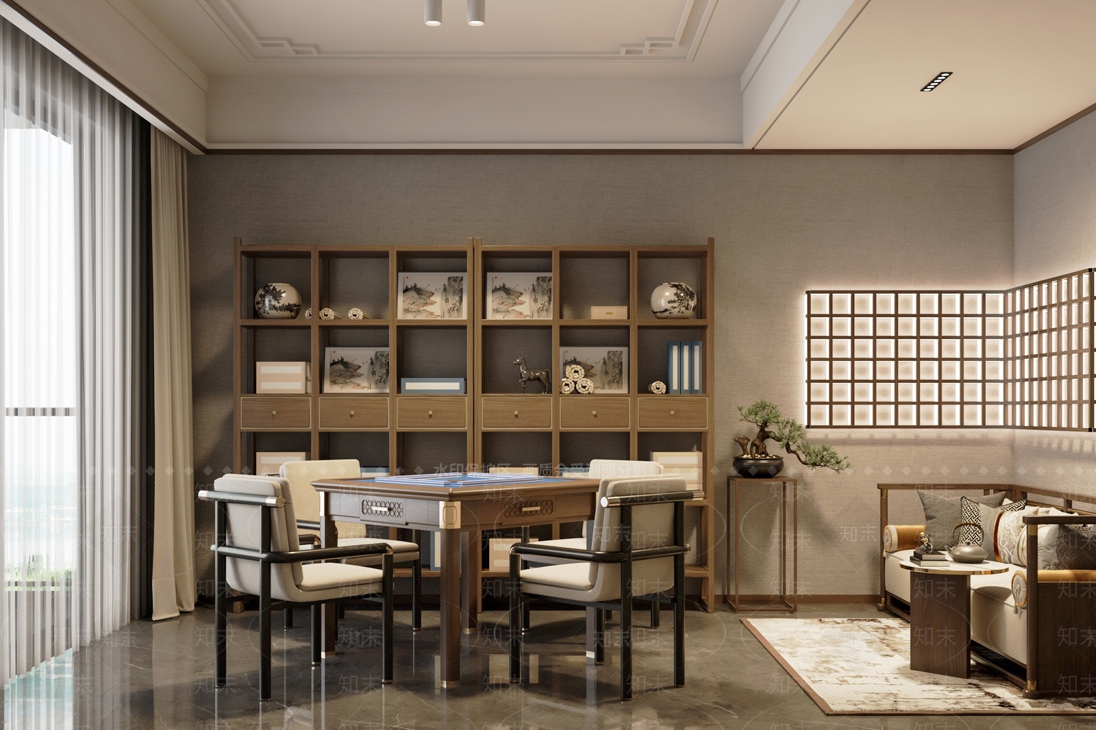 新中式棋牌室SU模型下载【ID:1137180908】