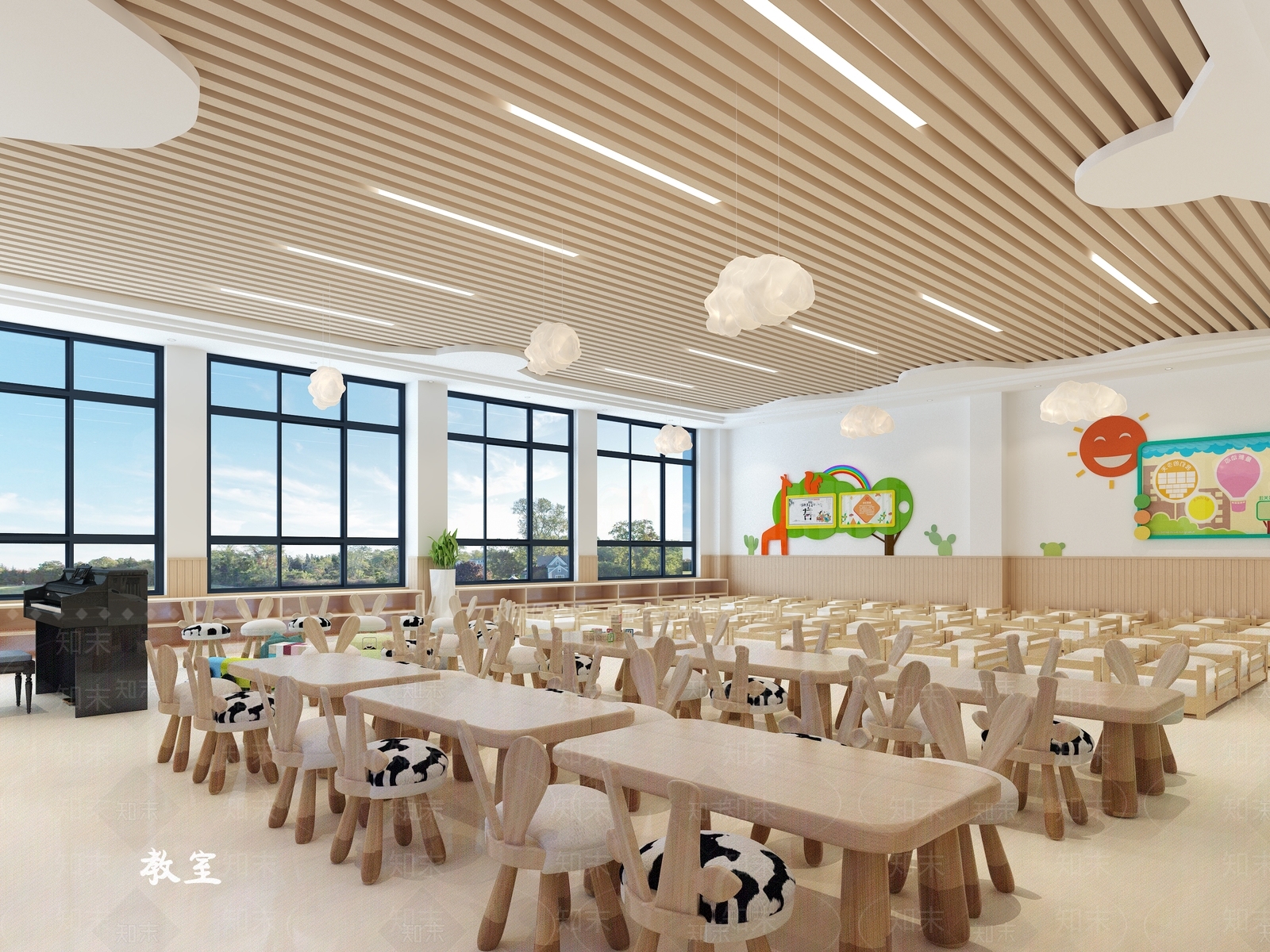 现代幼儿园休息区3D模型下载【ID:1137182139】