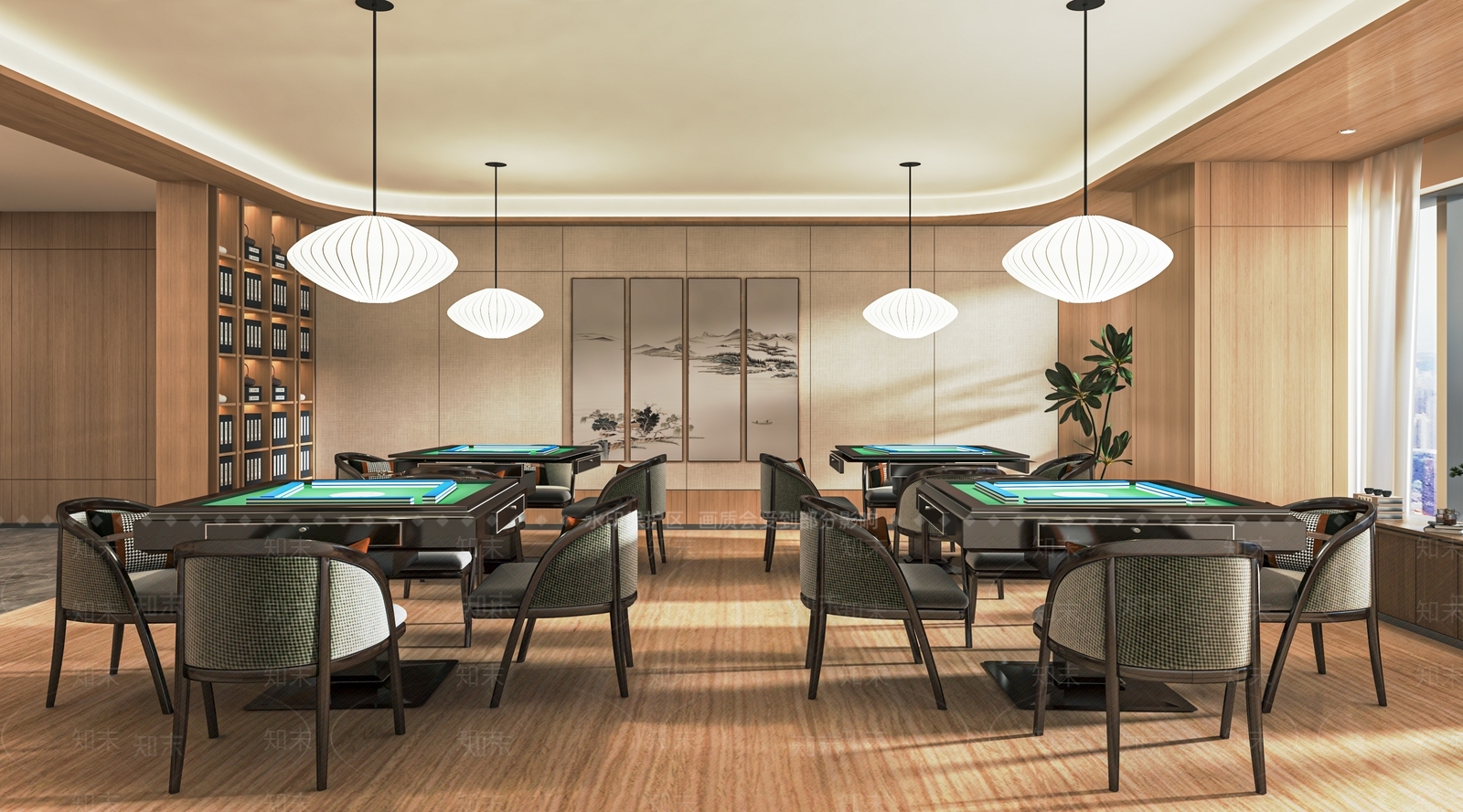 新中式棋牌室SU模型下载【ID:1137182192】
