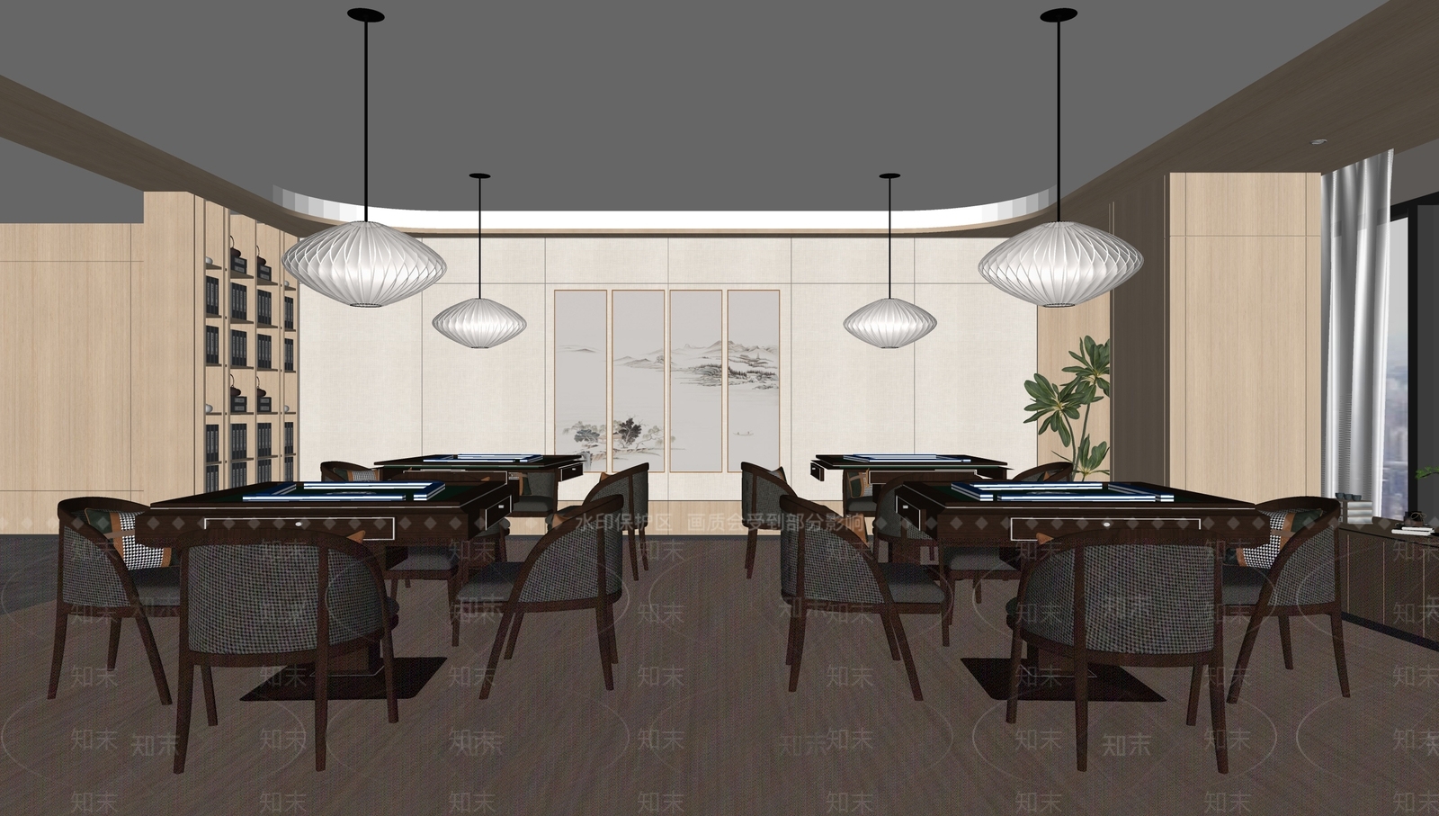 新中式棋牌室SU模型下载【ID:1137182192】