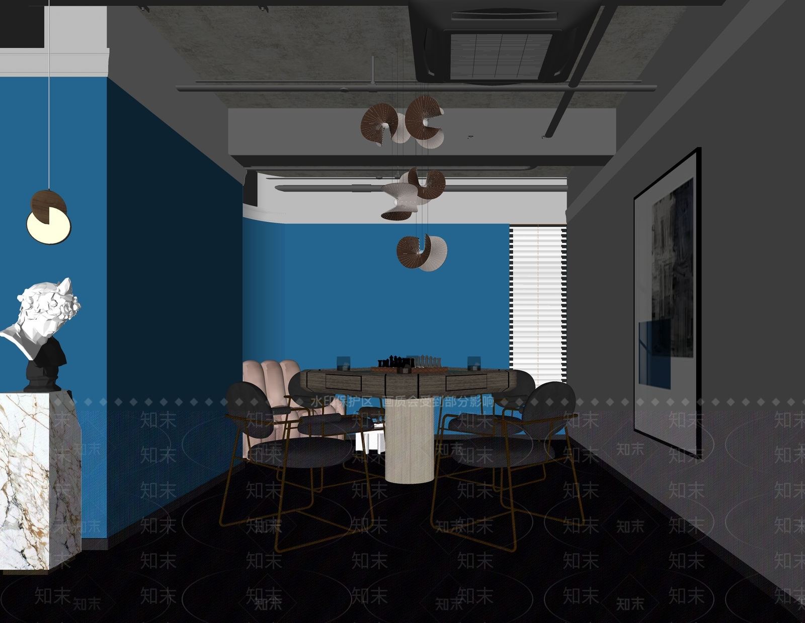 现代棋牌室SU模型下载【ID:1137182481】