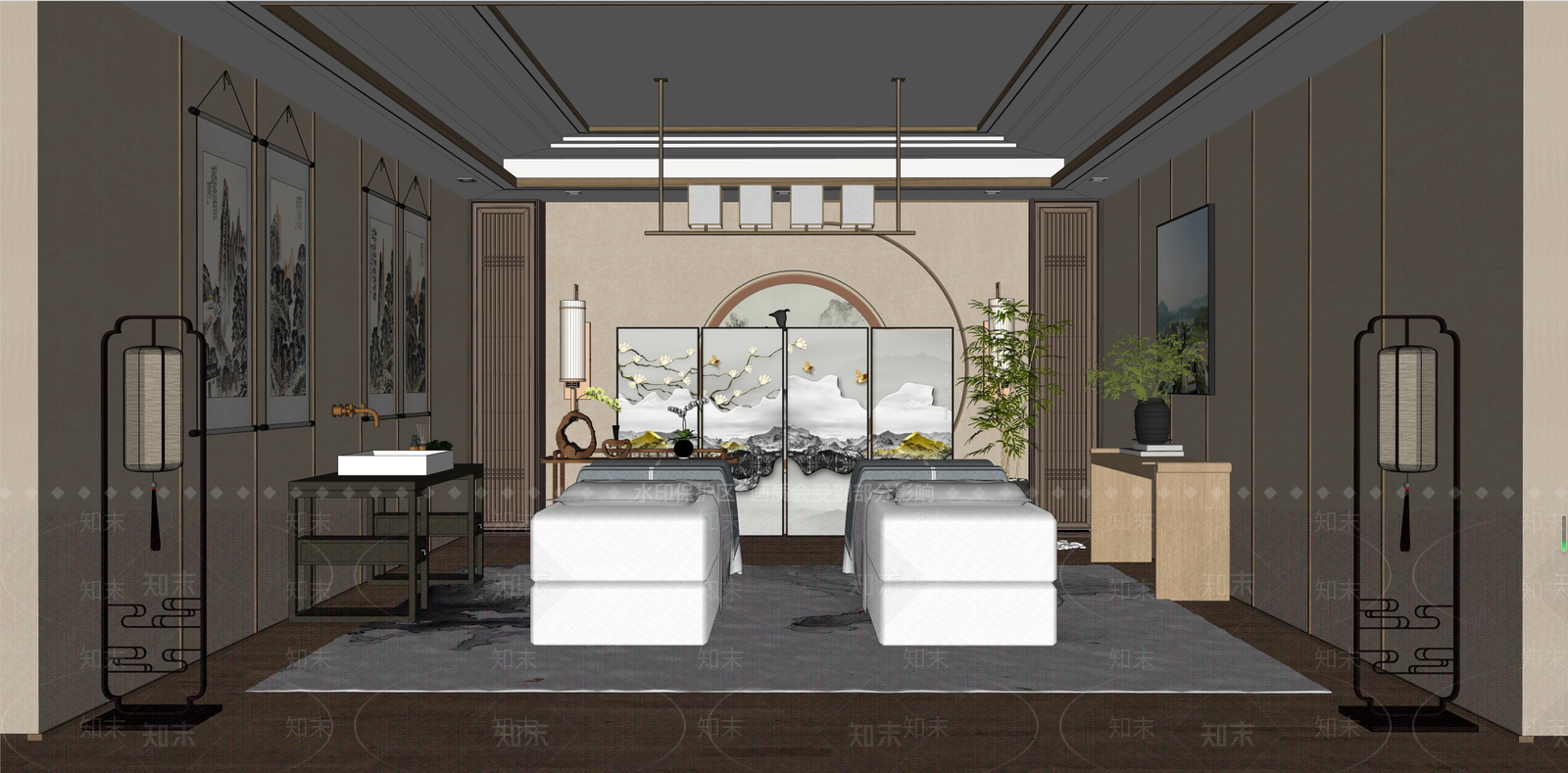 新中式SPA会所SU模型下载【ID:1137184226】