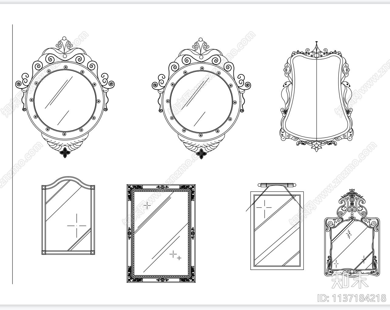 欧式镜子施工图下载【ID:1137184218】