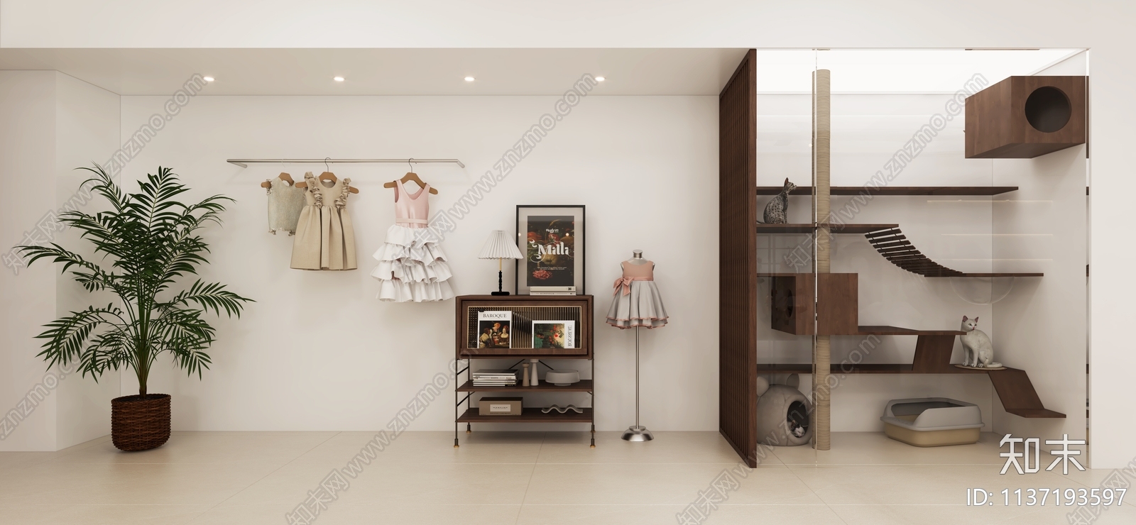 现代儿童服装鞋店3D模型下载【ID:1137193597】