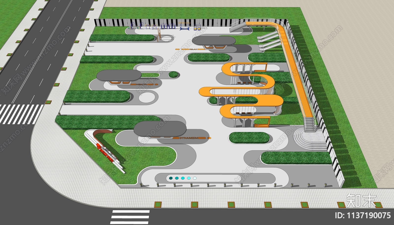 现代口袋公园SU模型下载【ID:1137190075】