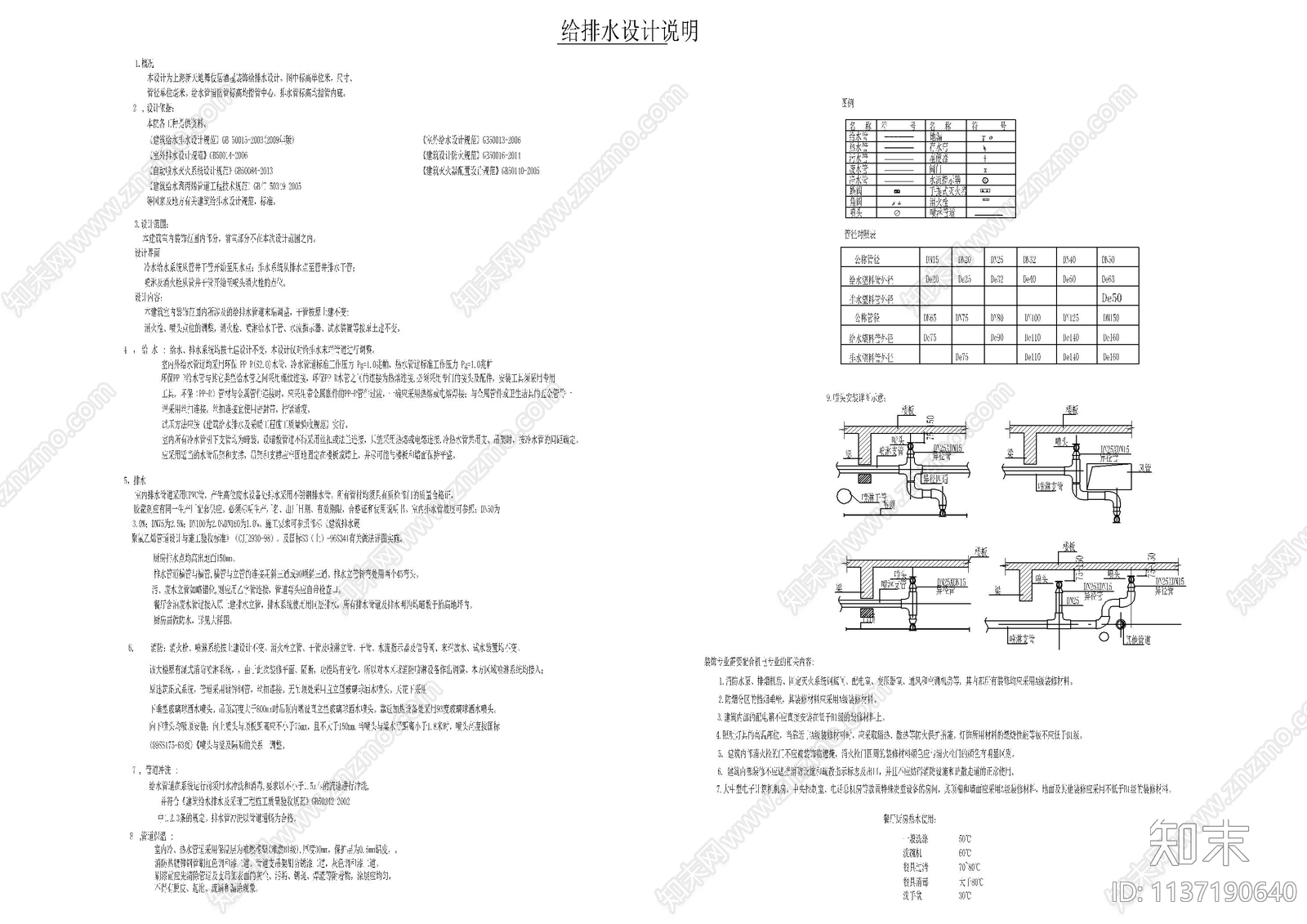 给排水设计说明材料cad施工图下载【ID:1137190640】